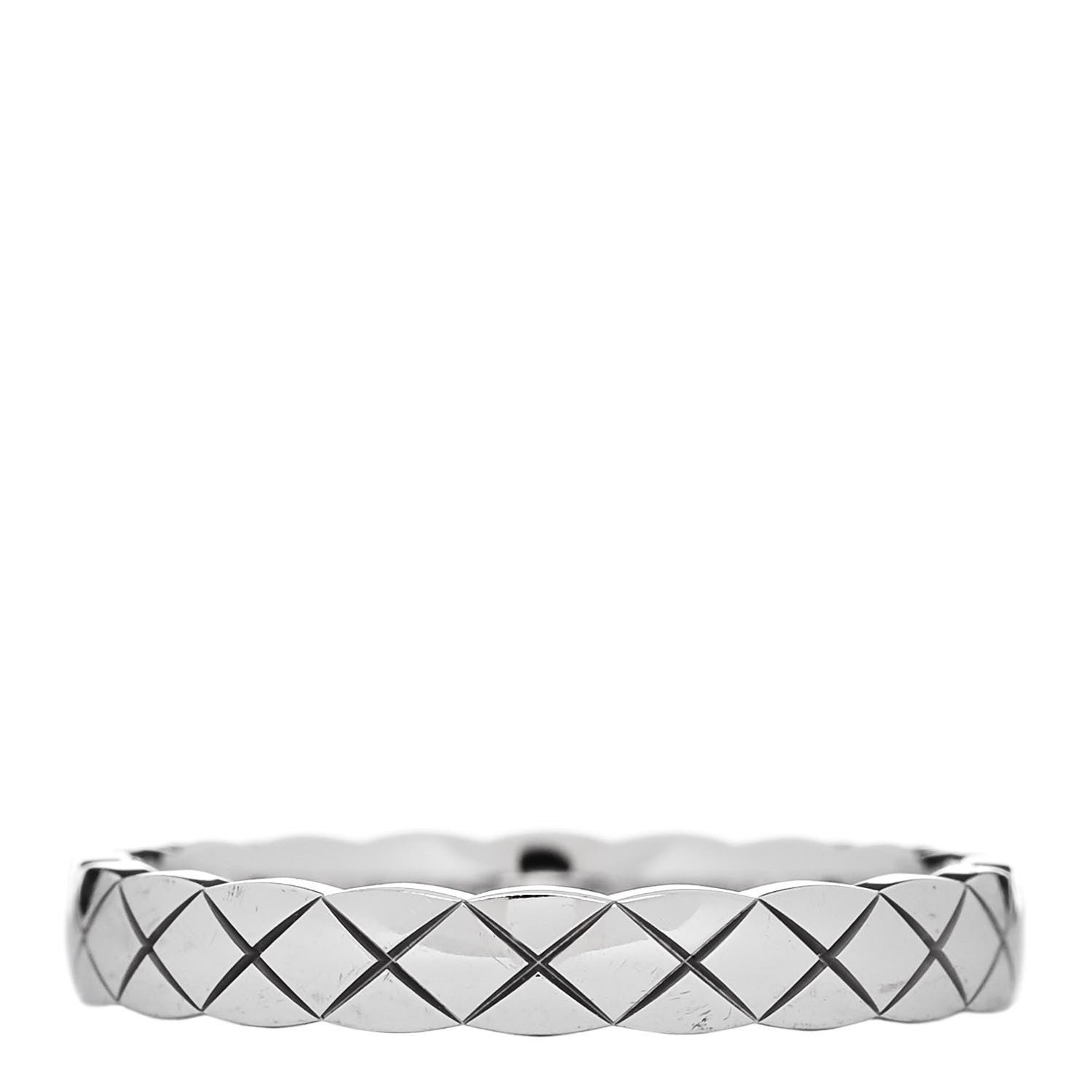 Chanel 18K White Gold Mini Coco Crush Ring 58 8.25 1 of 5