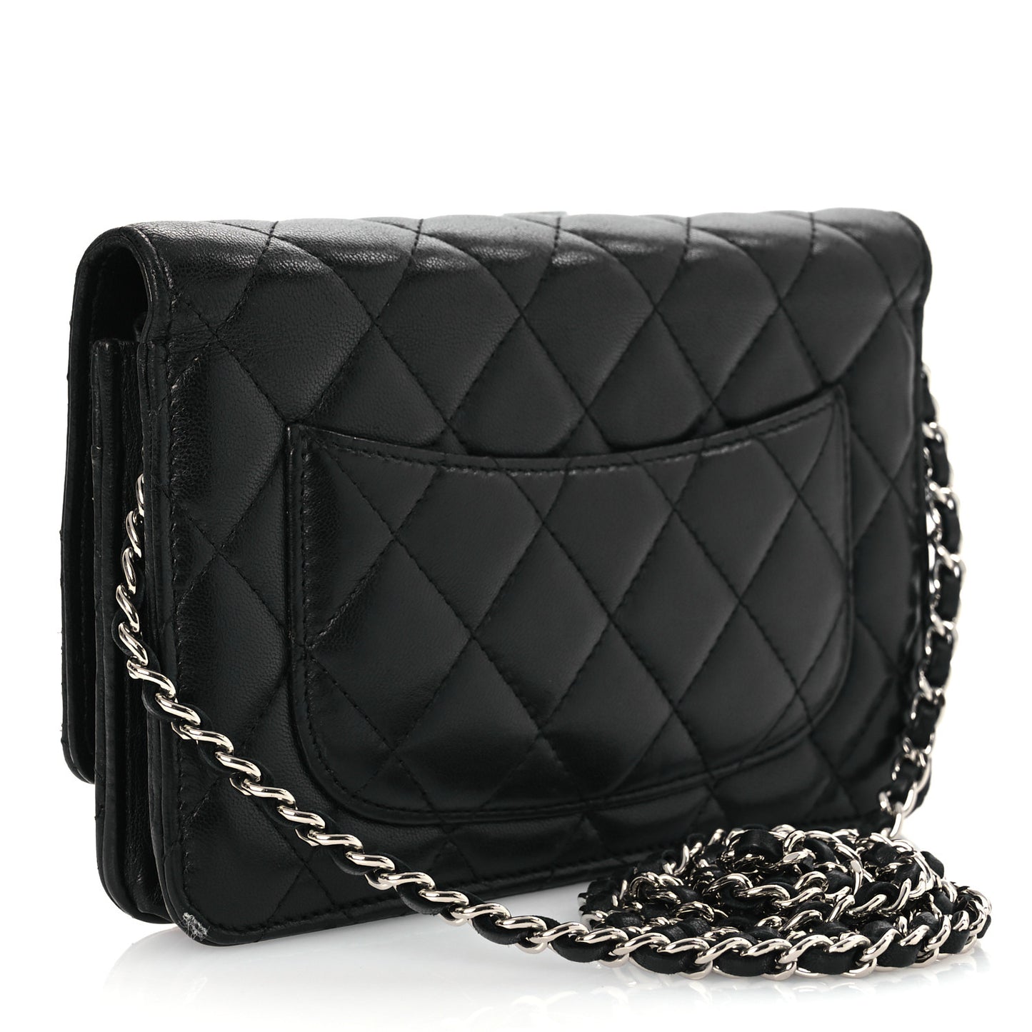 Lambskin Quilted Wallet On Chain WOC Black
