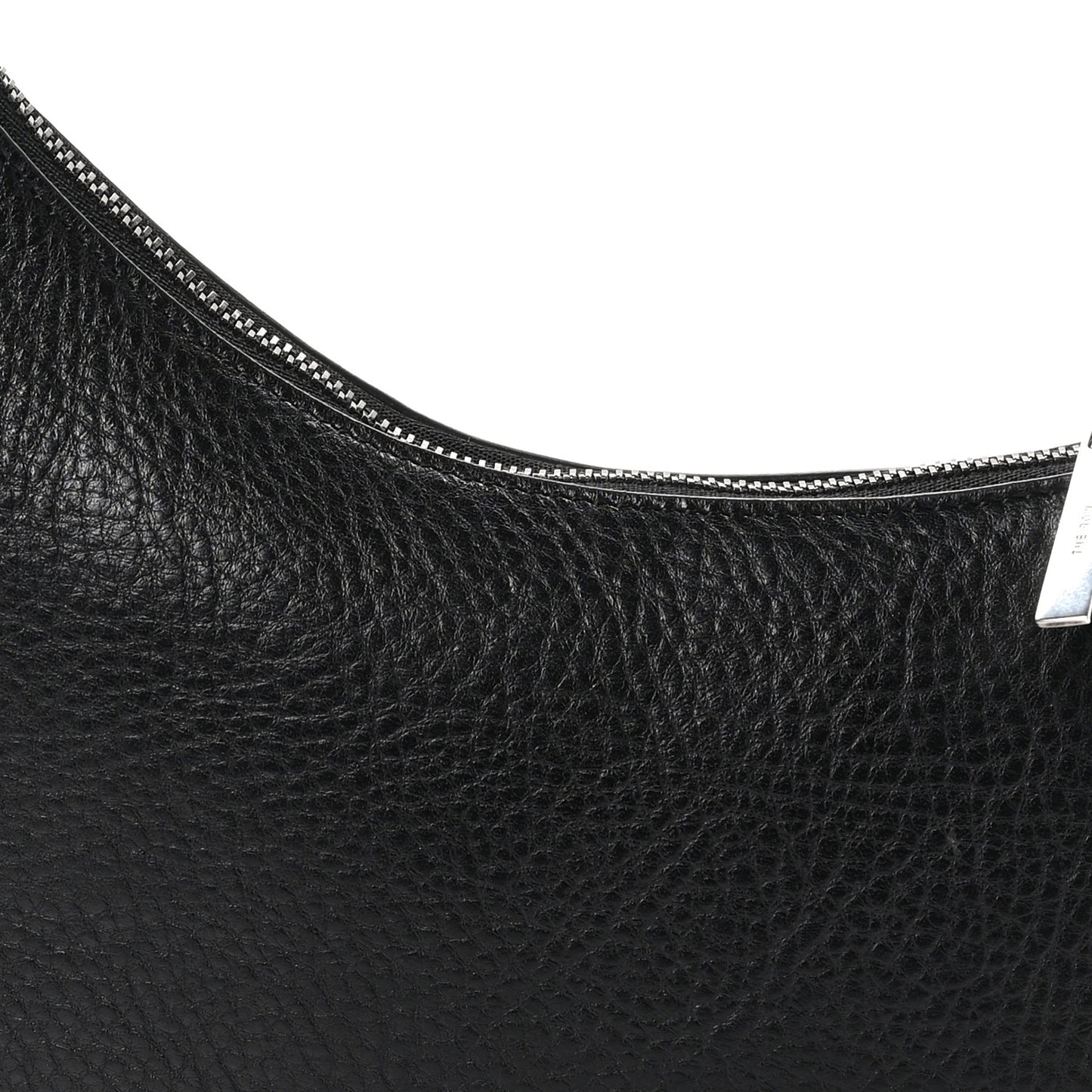 Grained Calfskin Half Moon Shoulder Bag Black
