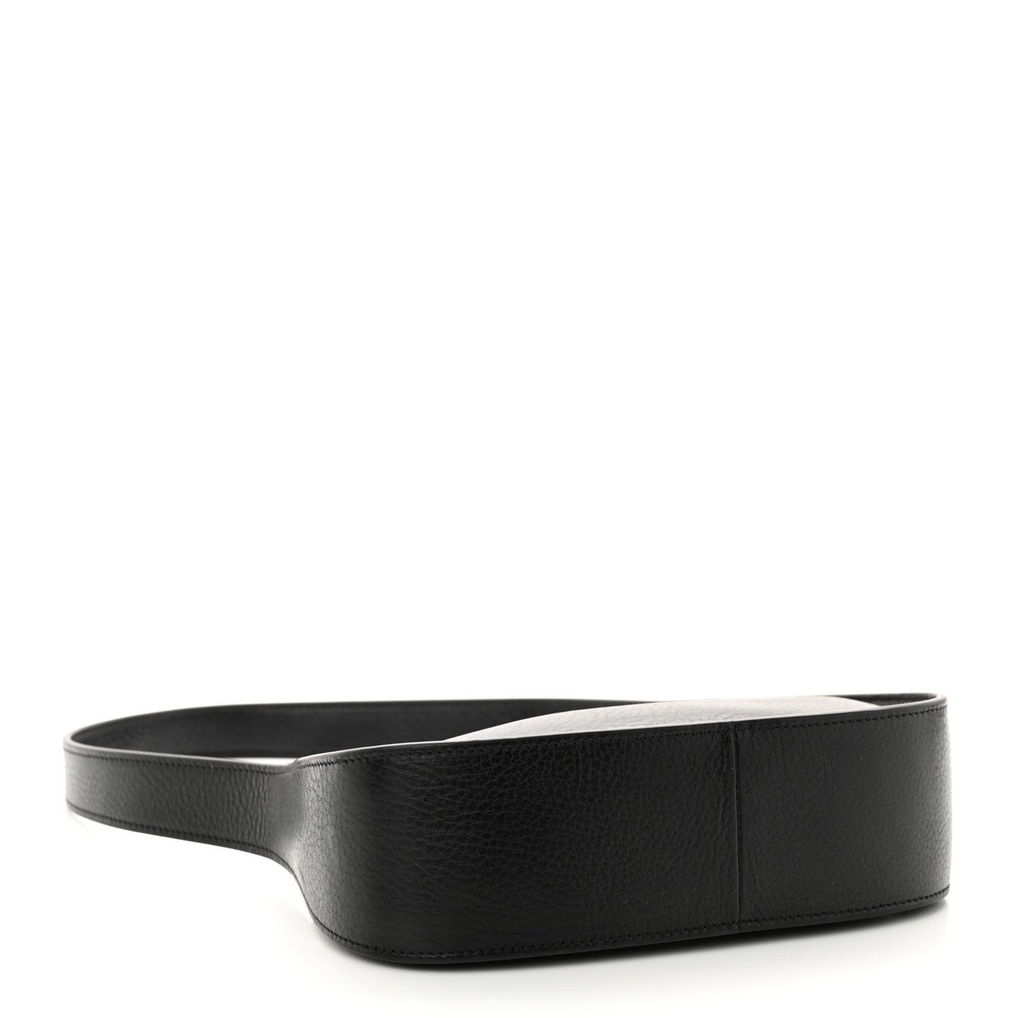 Grained Calfskin Half Moon Shoulder Bag Black