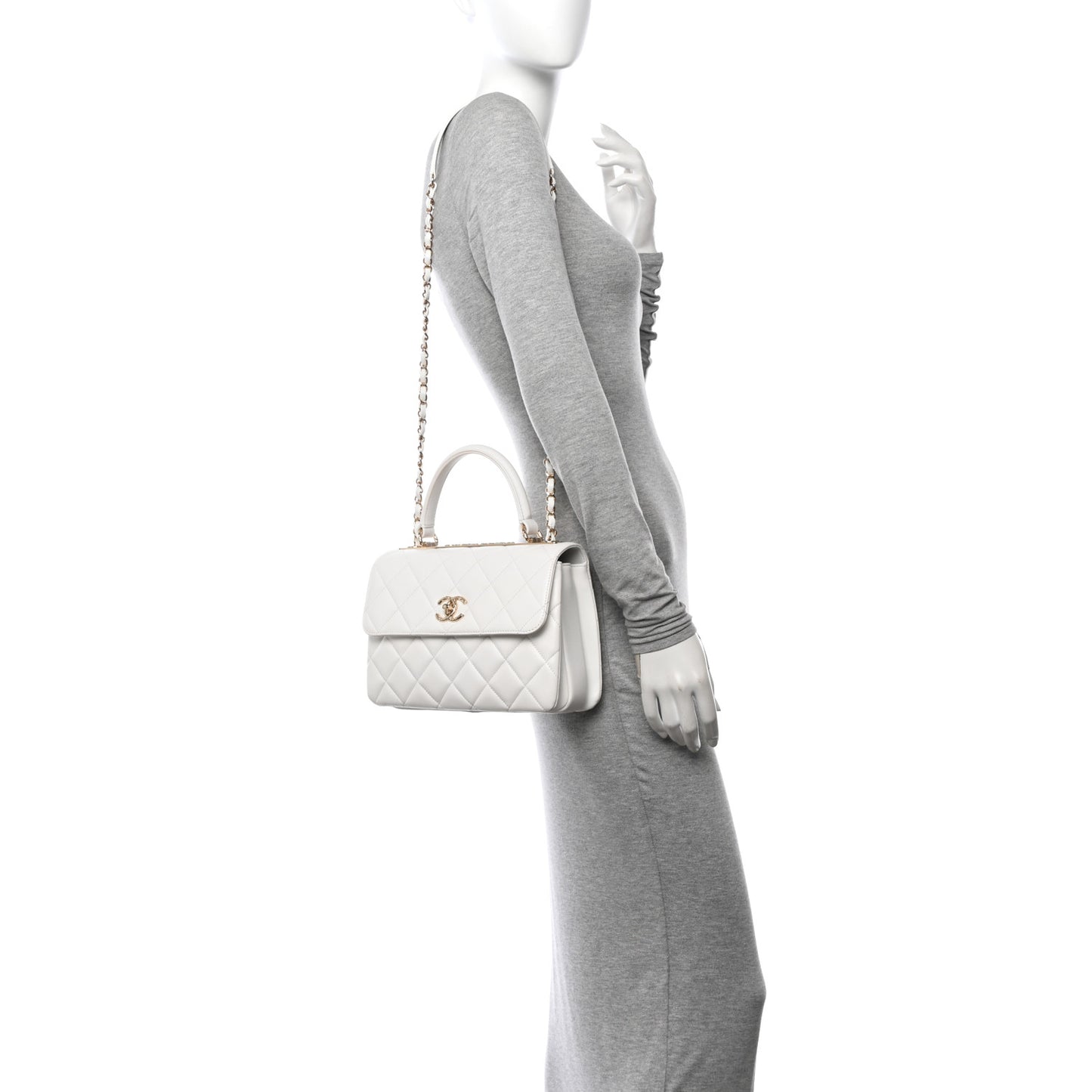 Lambskin Quilted Small Trendy CC Dual Handle Flap Bag White