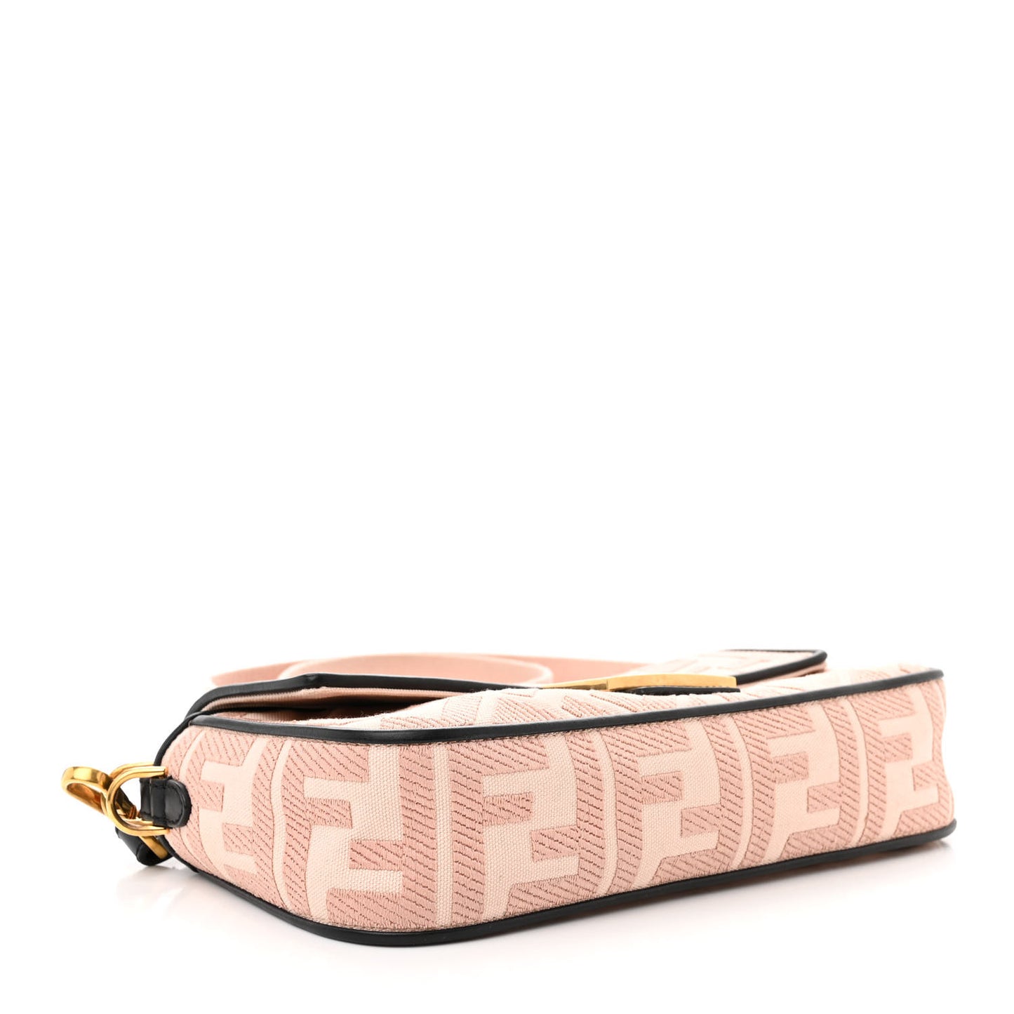 Canvas Vitello King FF Embroidered Baguette Rosa Quarzo Black