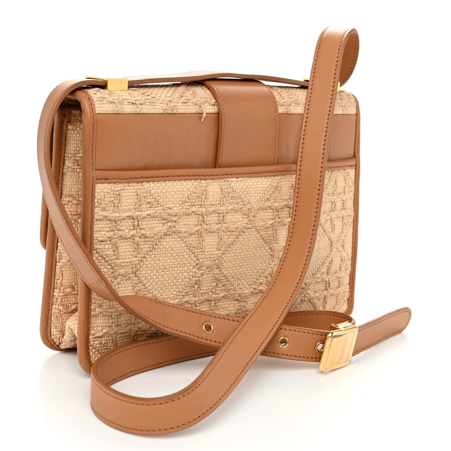 Raffia Calfskin 30 Montaigne Flap Bag Beige