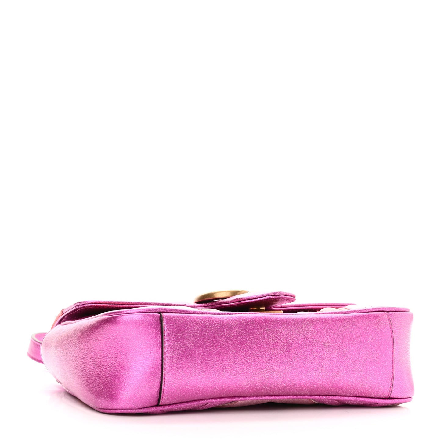 Metallic Calfskin Matelasse Mini GG Marmont Shoulder Bag Fuchsia