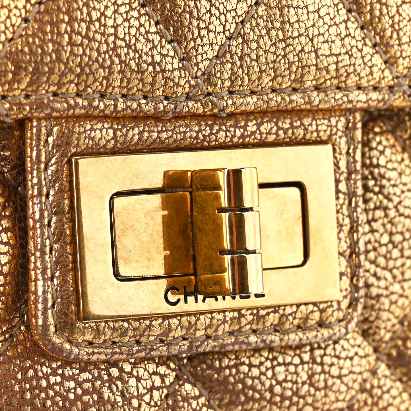 Metallic Goatskin Quilted Rita Flap Gold