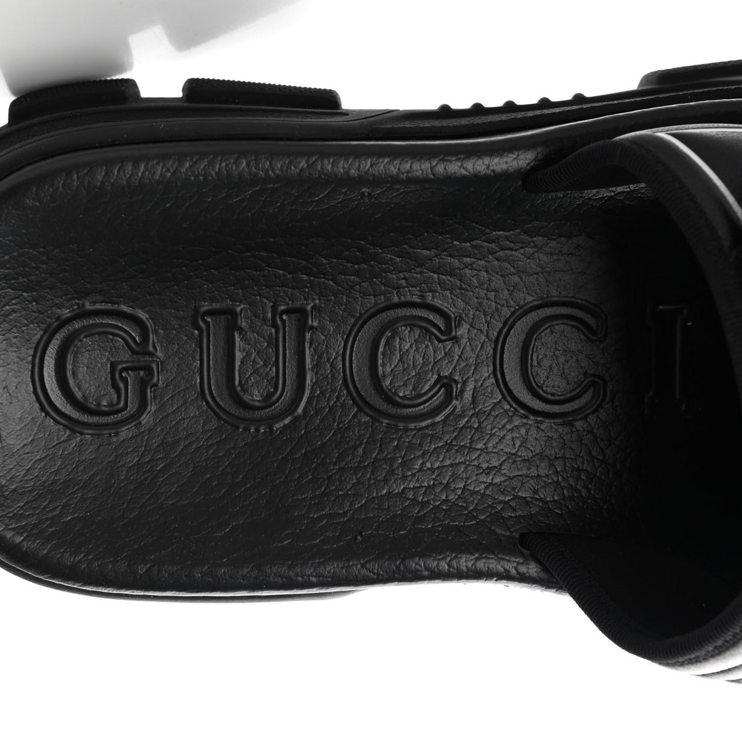 Nappa Grosgrain Logo Mens Velcro Chunky Slide Sandals 7 Black
