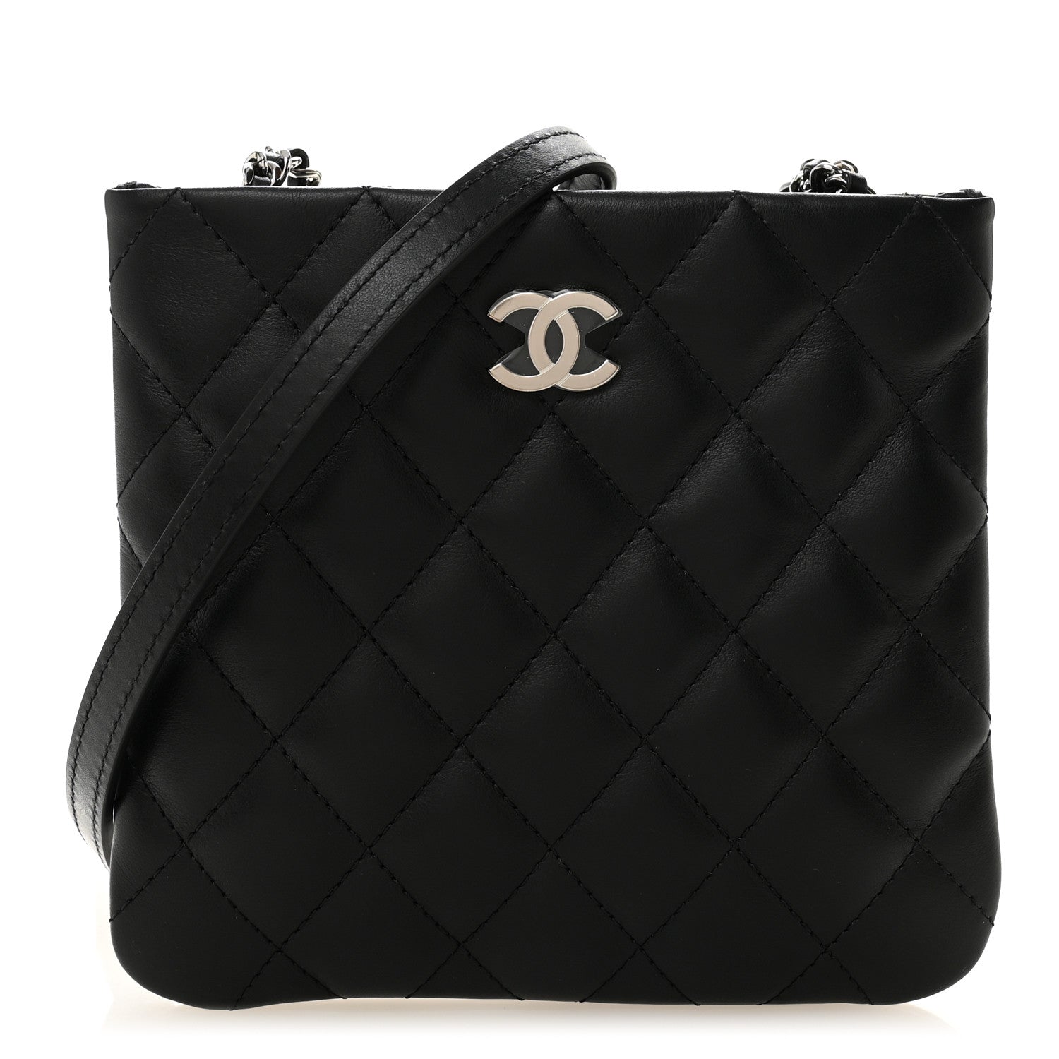 Chanel Lambskin Quilted Uniform Crossbody Bag Black 1797633