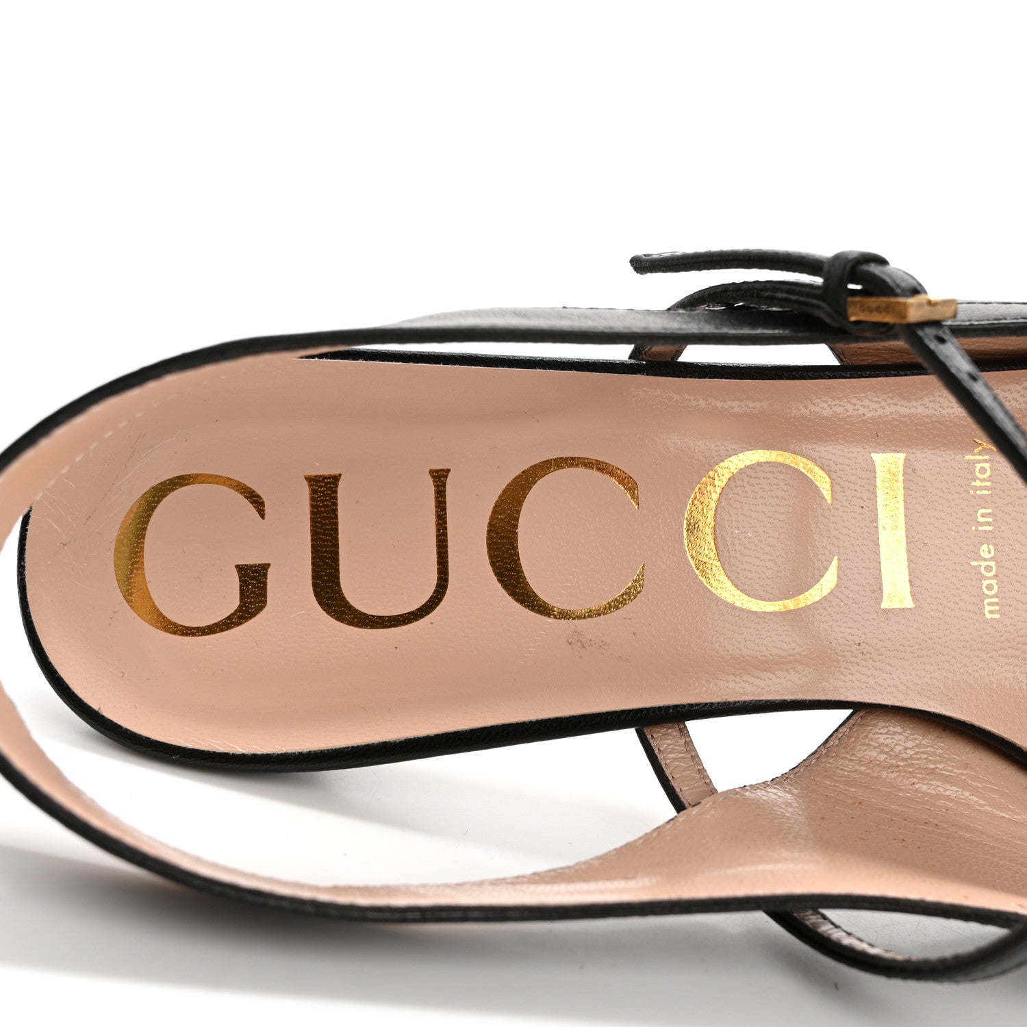 Gucci Malaga Kid Zumi Low Heel Slingback Pumps 37.5 Black 7 of 11