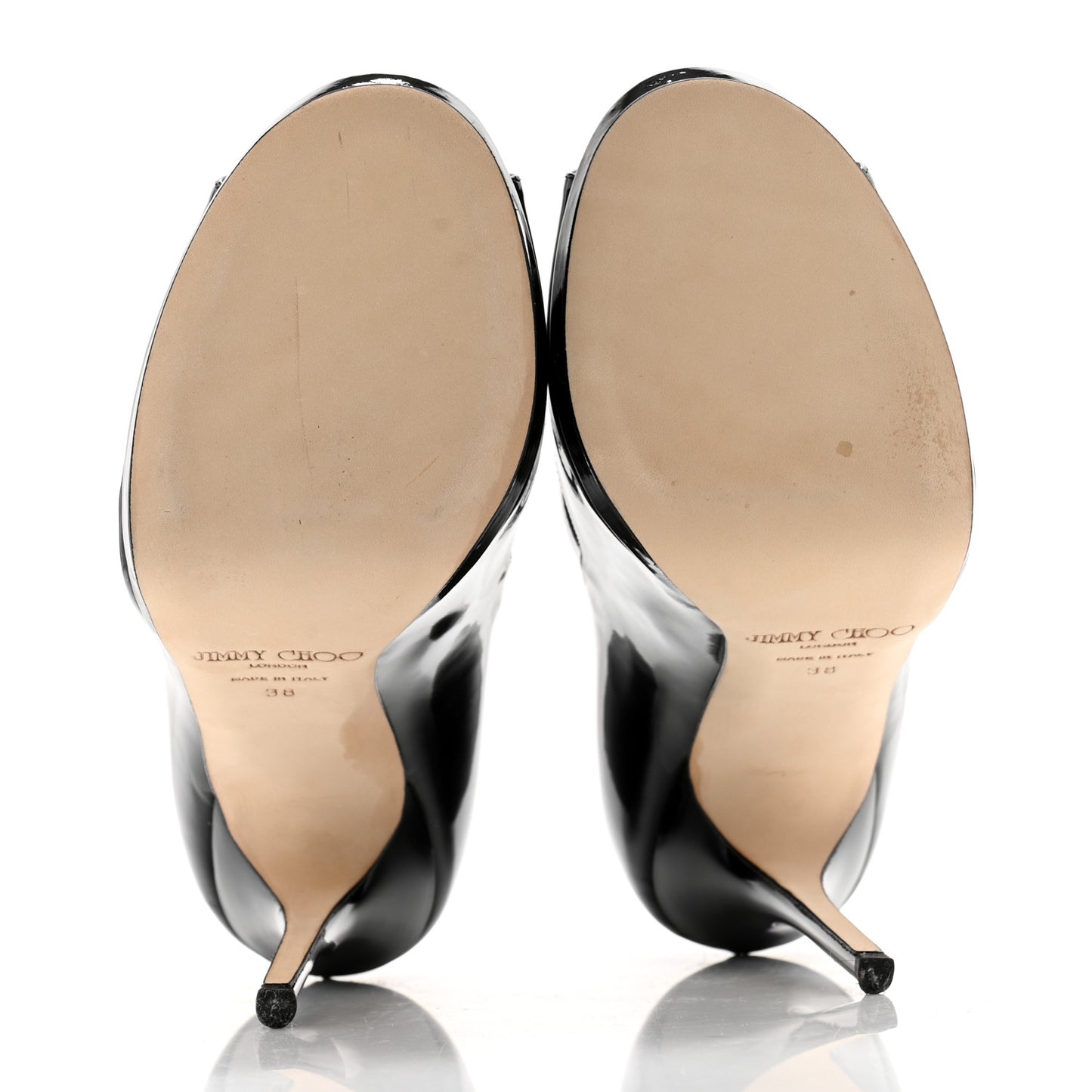 Patent Calfskin Gesture Peep Toe Pumps 38 Black