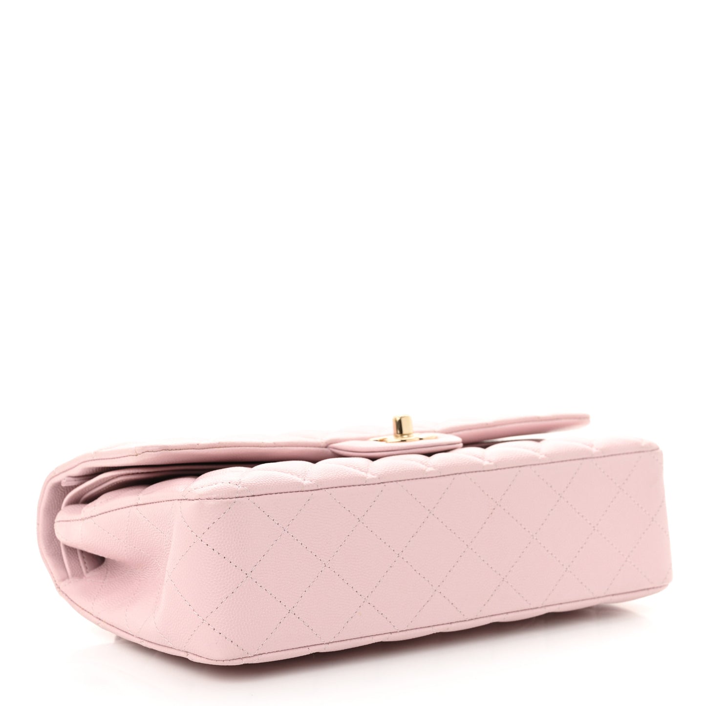 Caviar Quilted Medium Double Flap Light Pink