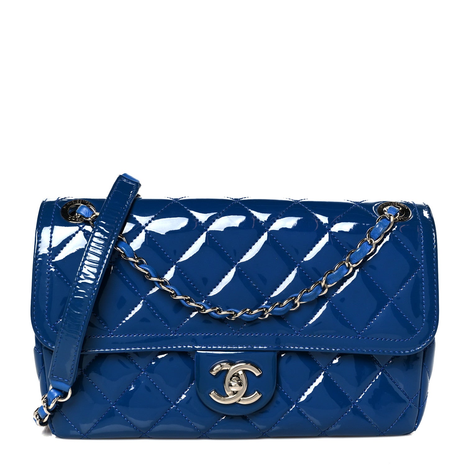 Chanel Patent Quilted Large Coco Shine Flap Blue 1796958
