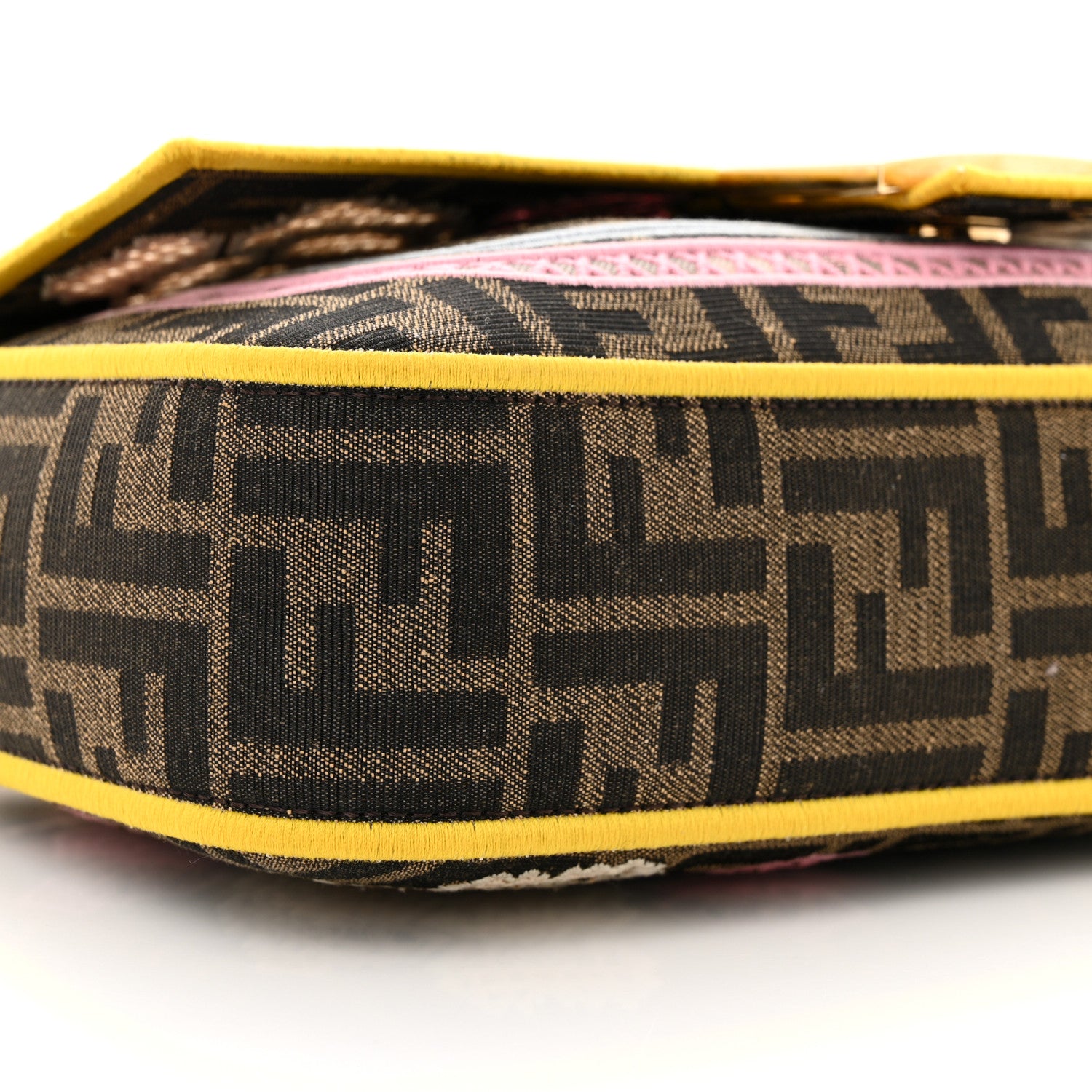 Fendi Fabric Jacquard FF Floral Embroidered Baguette Tobacco Moro Multicolor 8 of 9
