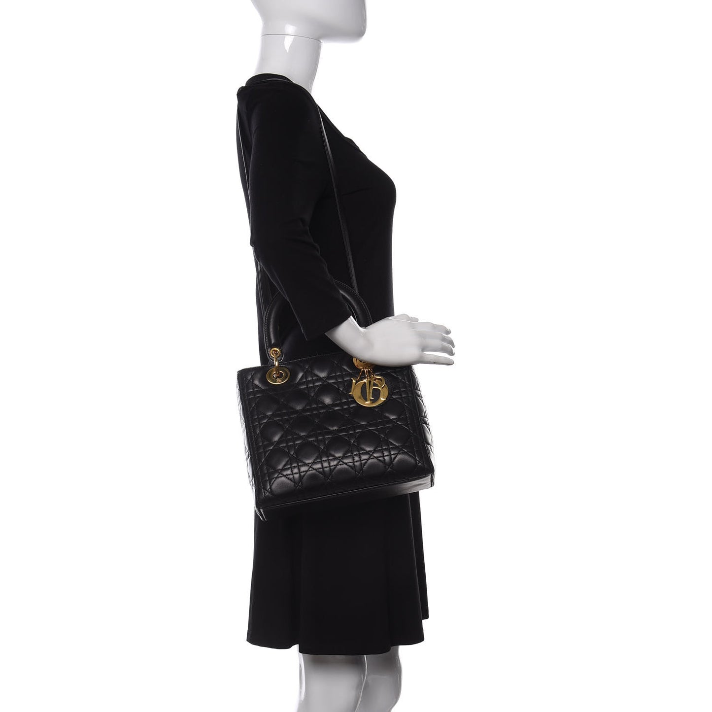 Lambskin Cannage Medium Lady Dior Black