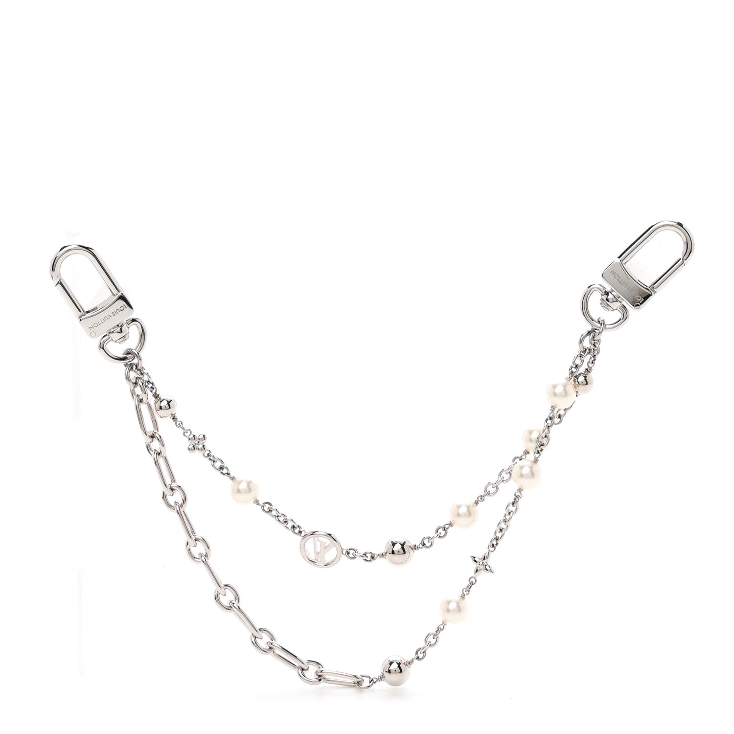 Louis Vuitton Metal Pearl Chain Midnight Bag Charm Silver 1913758
