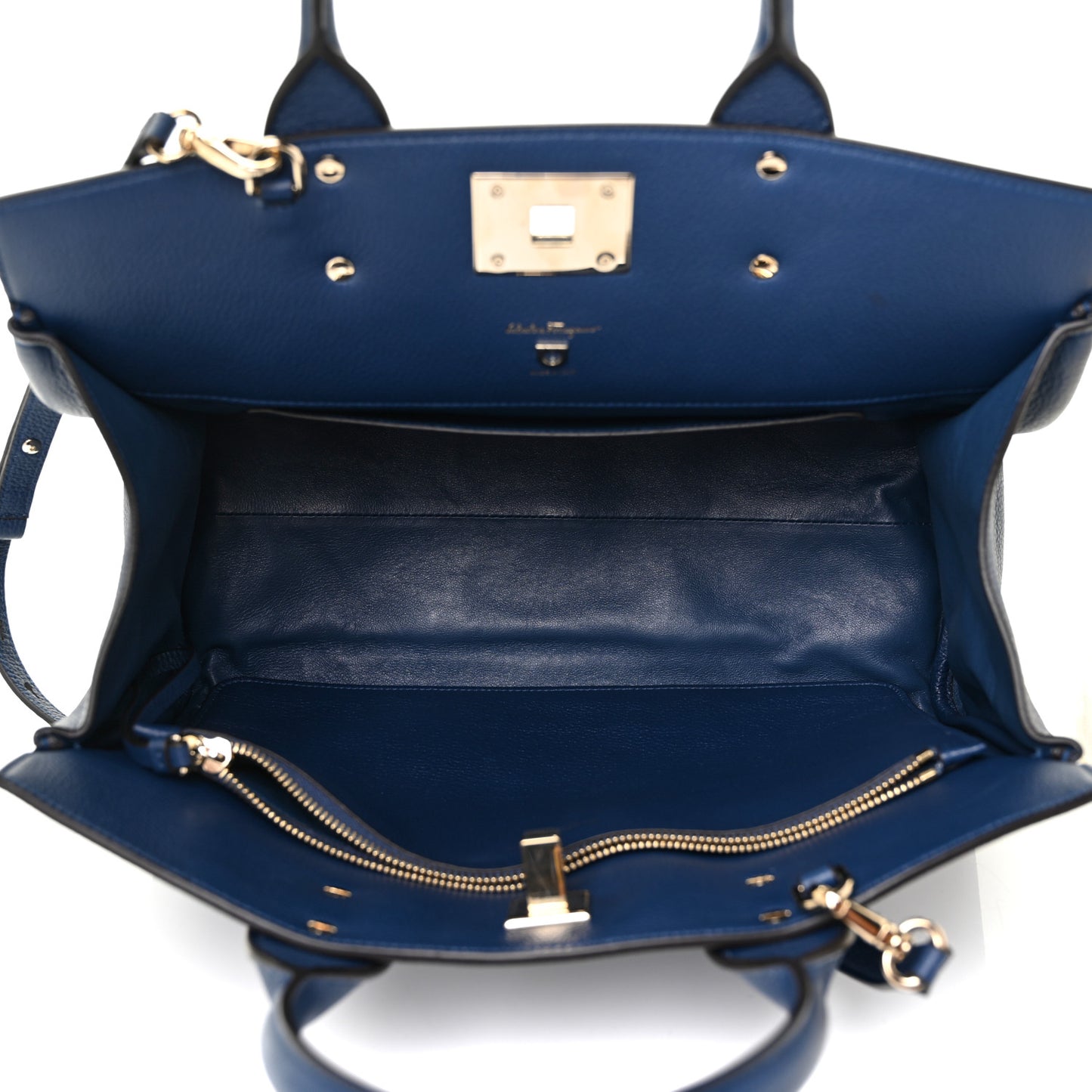 Calfskin Large Studio Top Handle Bag Navy