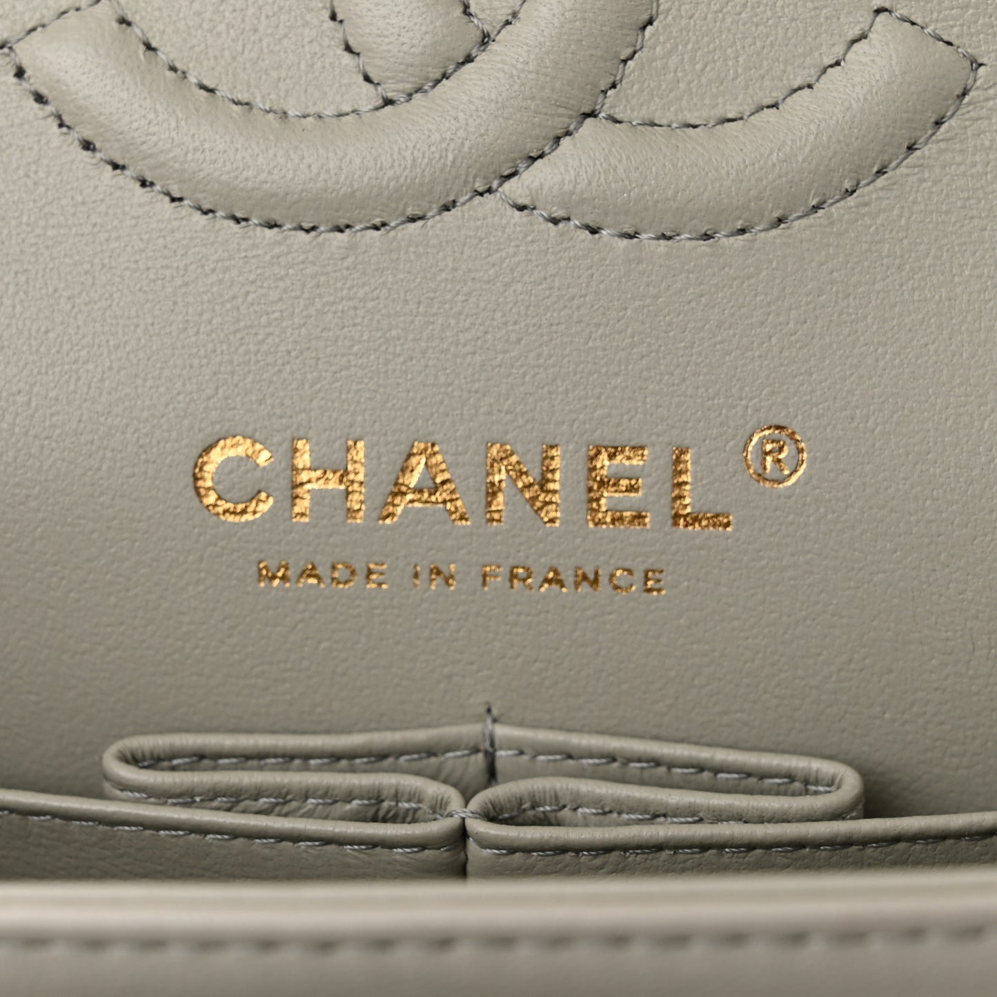 Lambskin Quilted Small Double Flap Grey