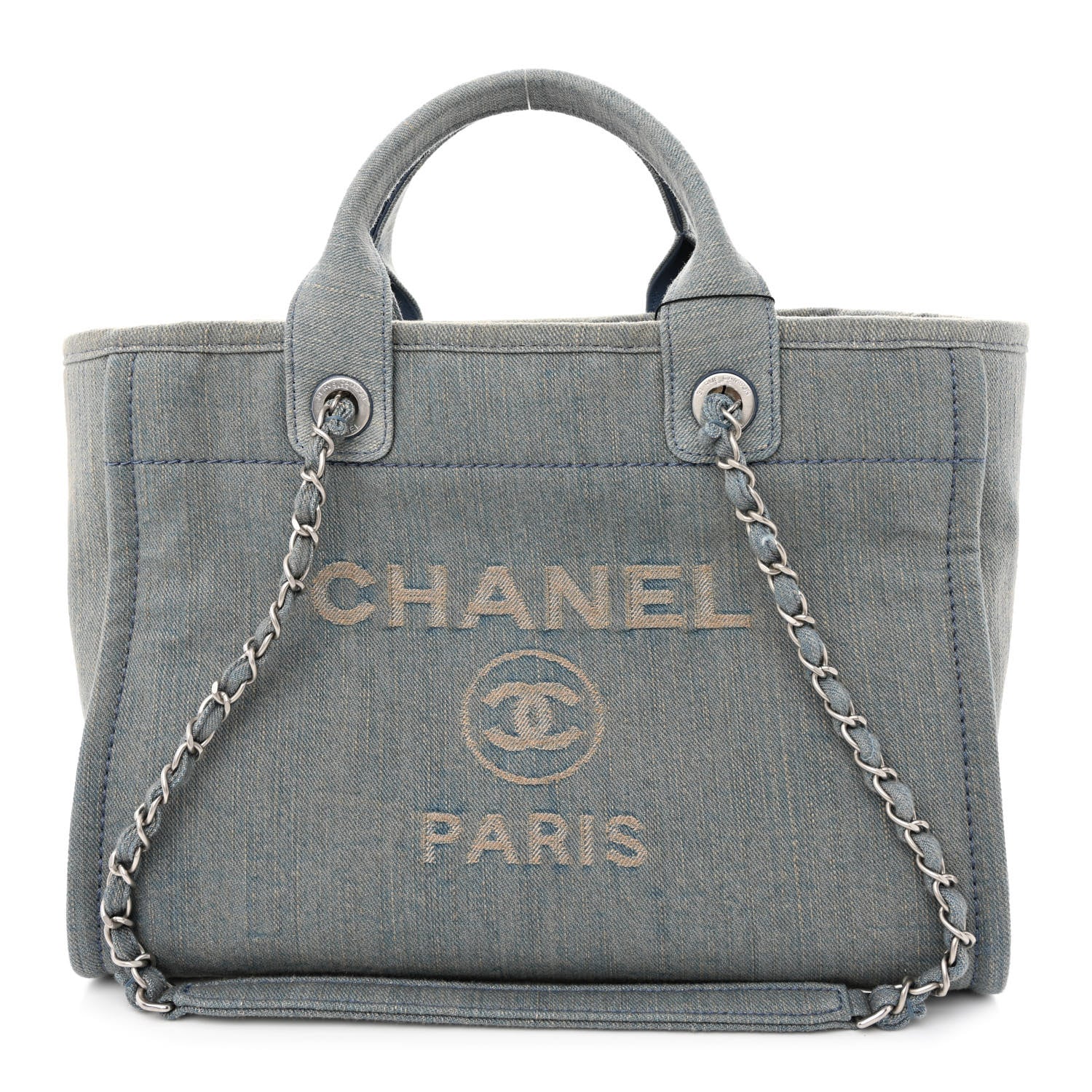 Chanel Denim Small Deauville Tote Light Blue 3 of 13
