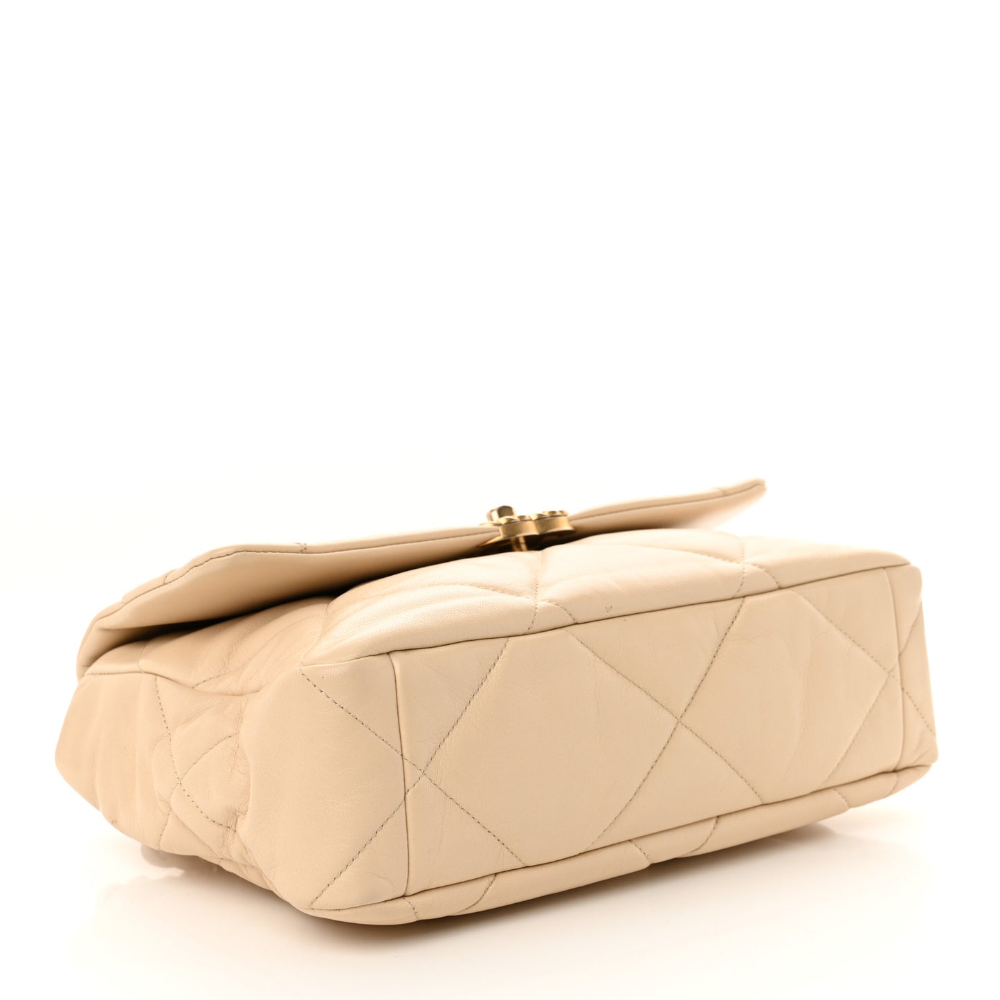 Lambskin Quilted Large Chanel 19 Flap Light Beige