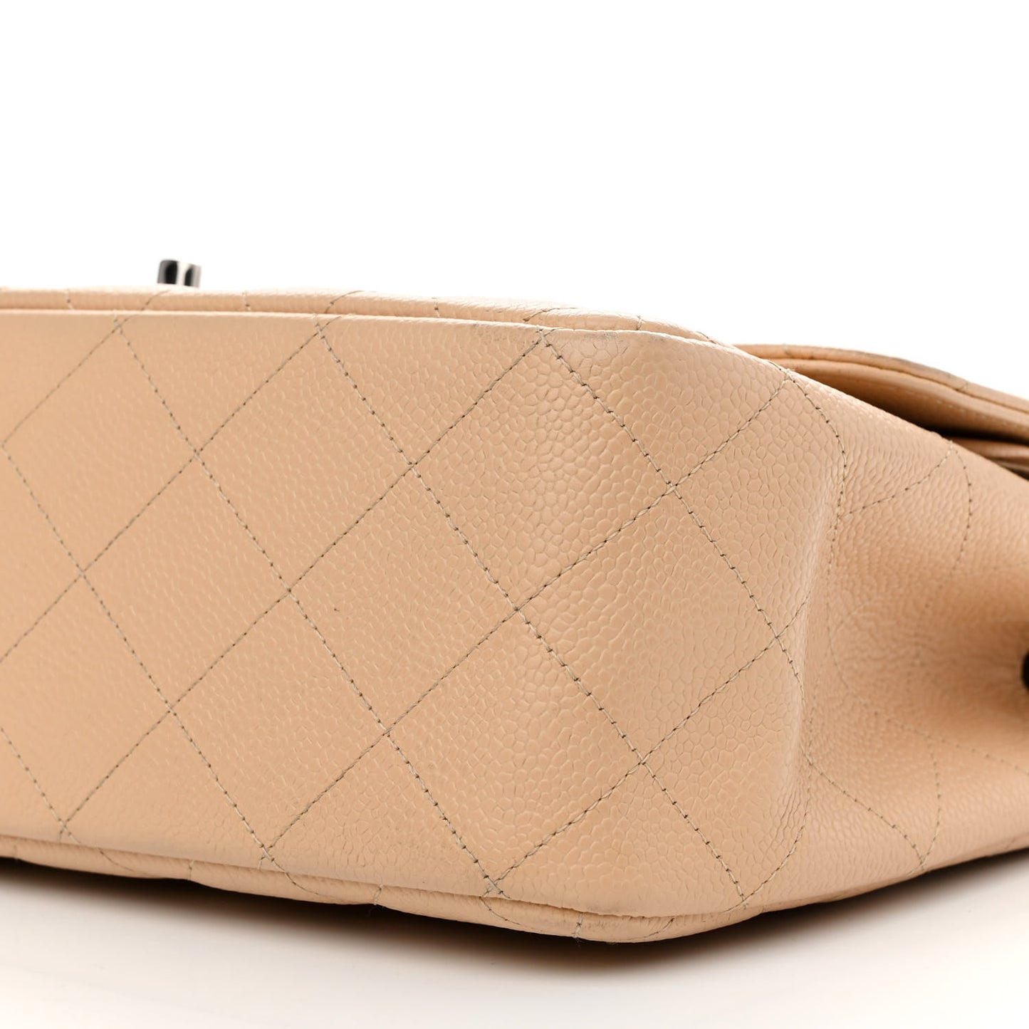 Caviar Quilted Jumbo Double Flap Beige