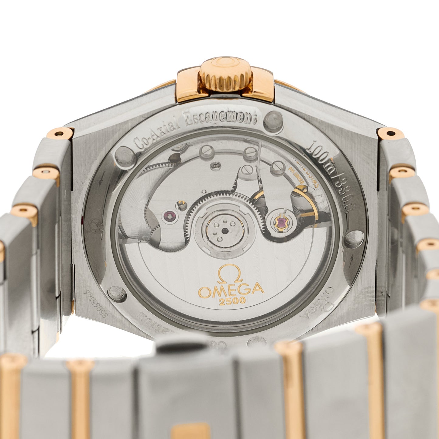 Stainless Steel 18K Yellow Gold Diamond 35mm Constellation Co-Axial Automatic Watch Silver 123.20.35.20.52.004
