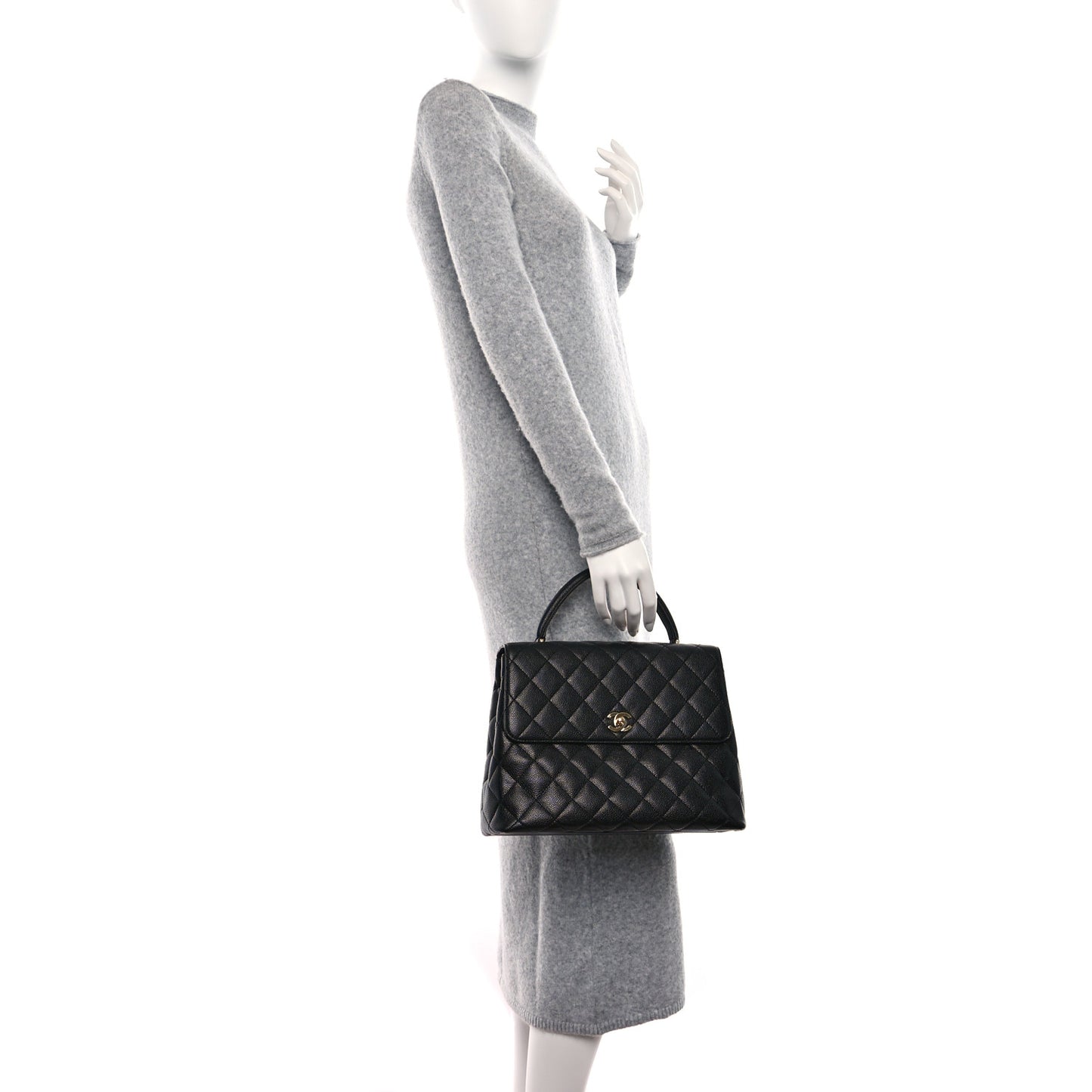 Caviar Quilted Jumbo Kelly Flap Black