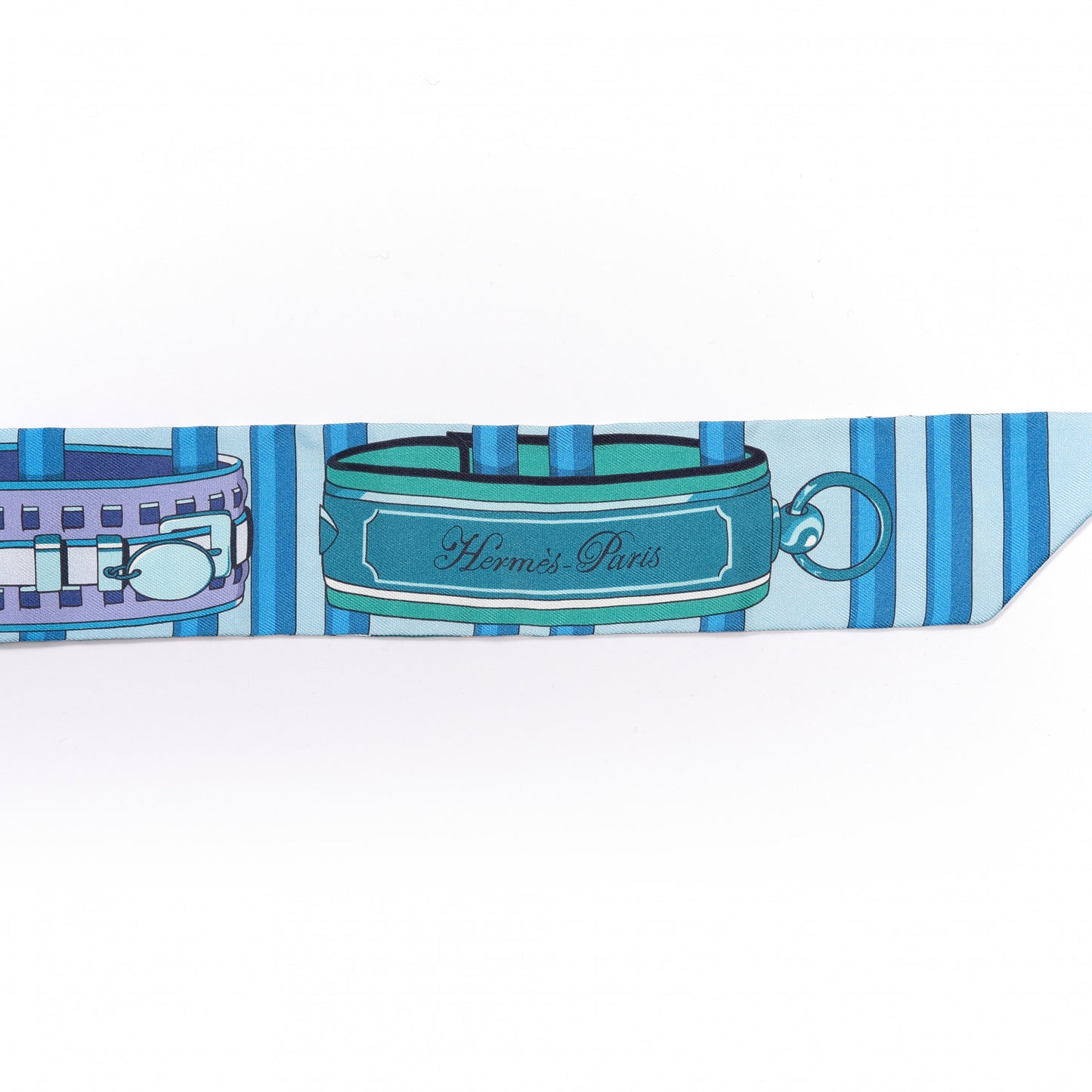 Silk Colliers De Chiens Remix Twilly White Turquoise