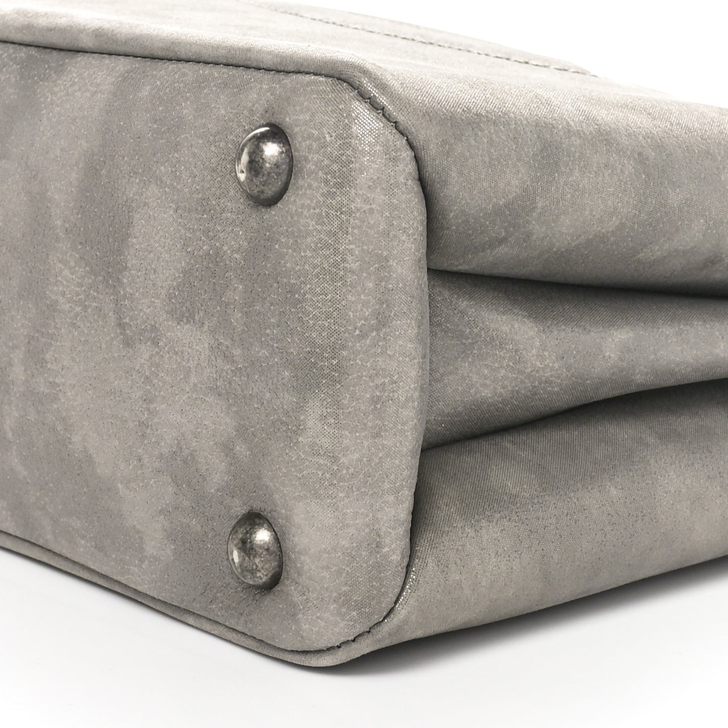 Iridescent Calfskin CC North South Large Shopping Tote Silver