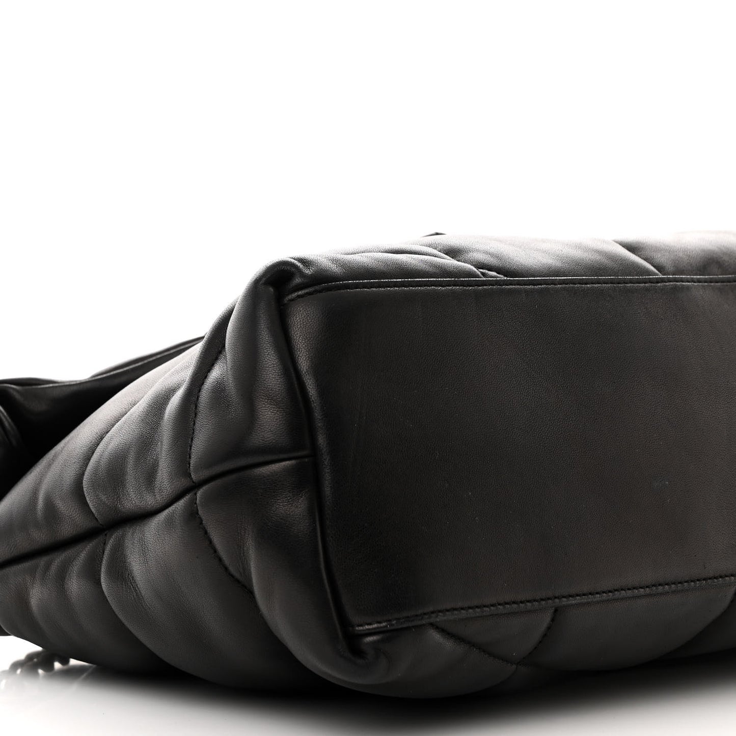 Lambskin Quilted Medium Loulou Puffer Monogram Chain Satchel Black