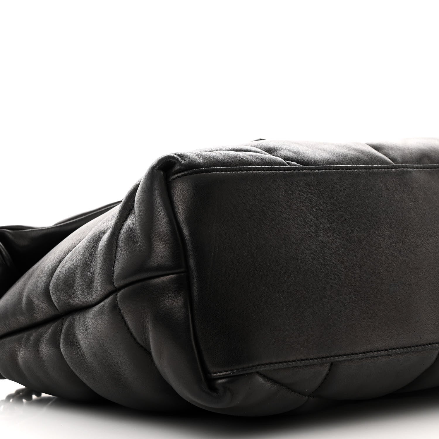 Saint Laurent Lambskin Quilted Medium Loulou Puffer Monogram Chain Satchel Black 10 of 13