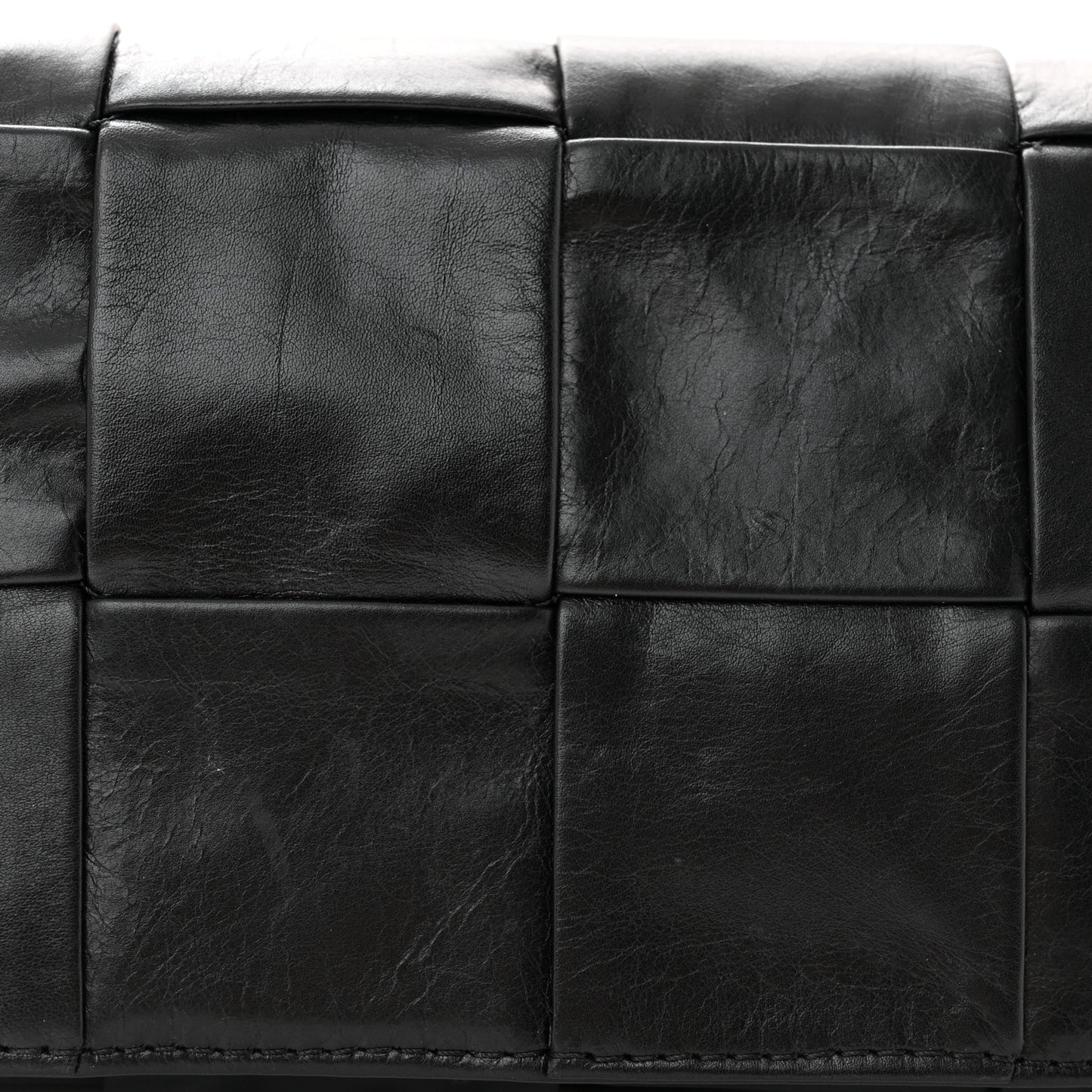 Paper Calfskin Intrecciato Cassette Belt Bag Black