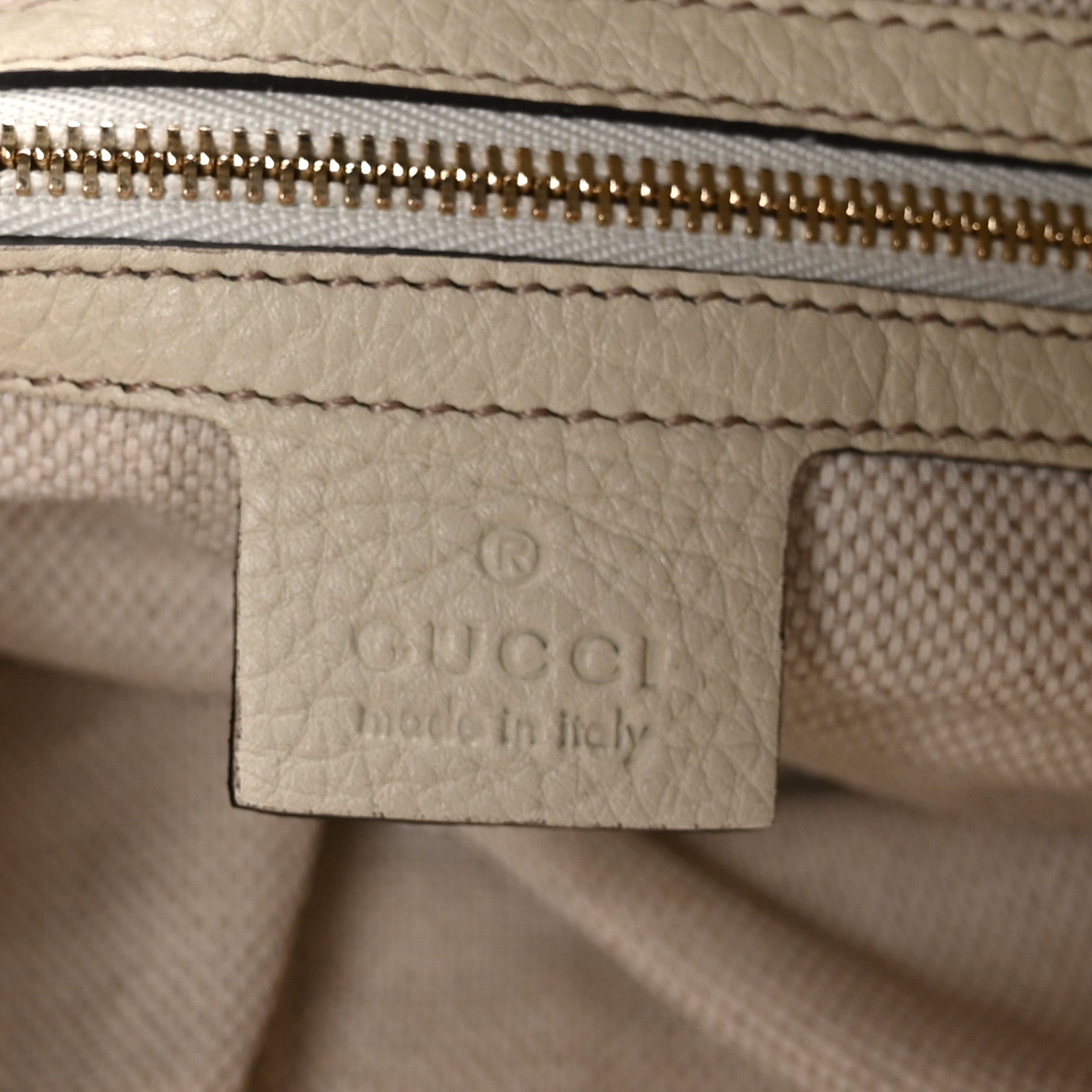 Gucci Pebbled Calfskin Medium Soho Chain Shoulder Bag Off White 6 of 12