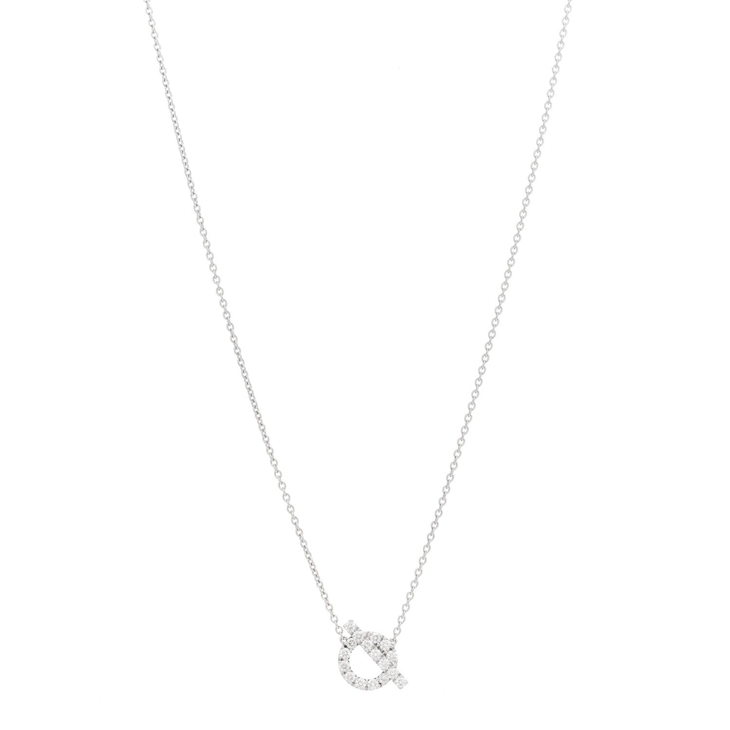 Hermes 18K White Gold Diamond Finesse Pendant Necklace 1 of 5