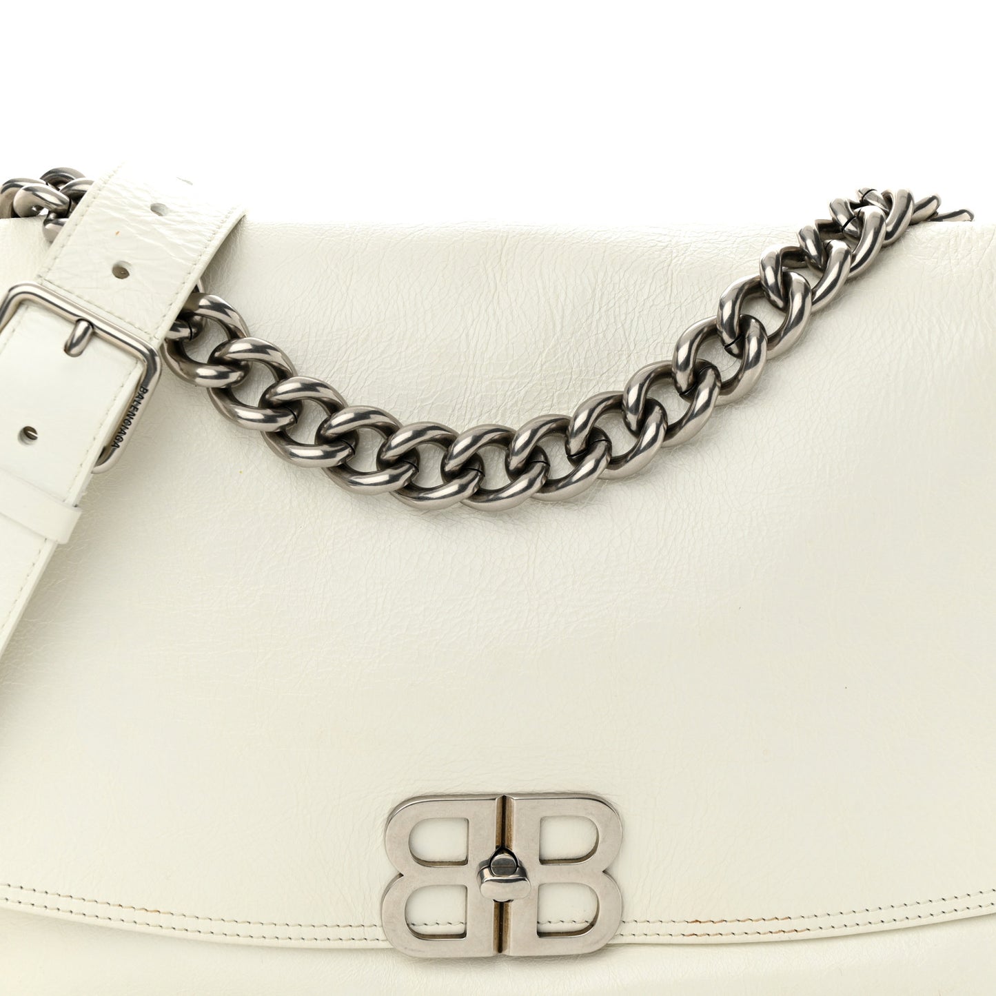 Peach Calfskin Large BB Soft Bag White