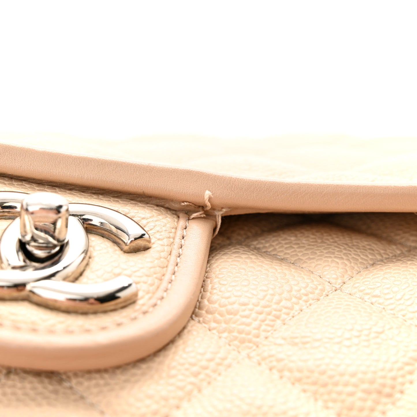 Caviar Quilted Large French Riviera Flap Beige