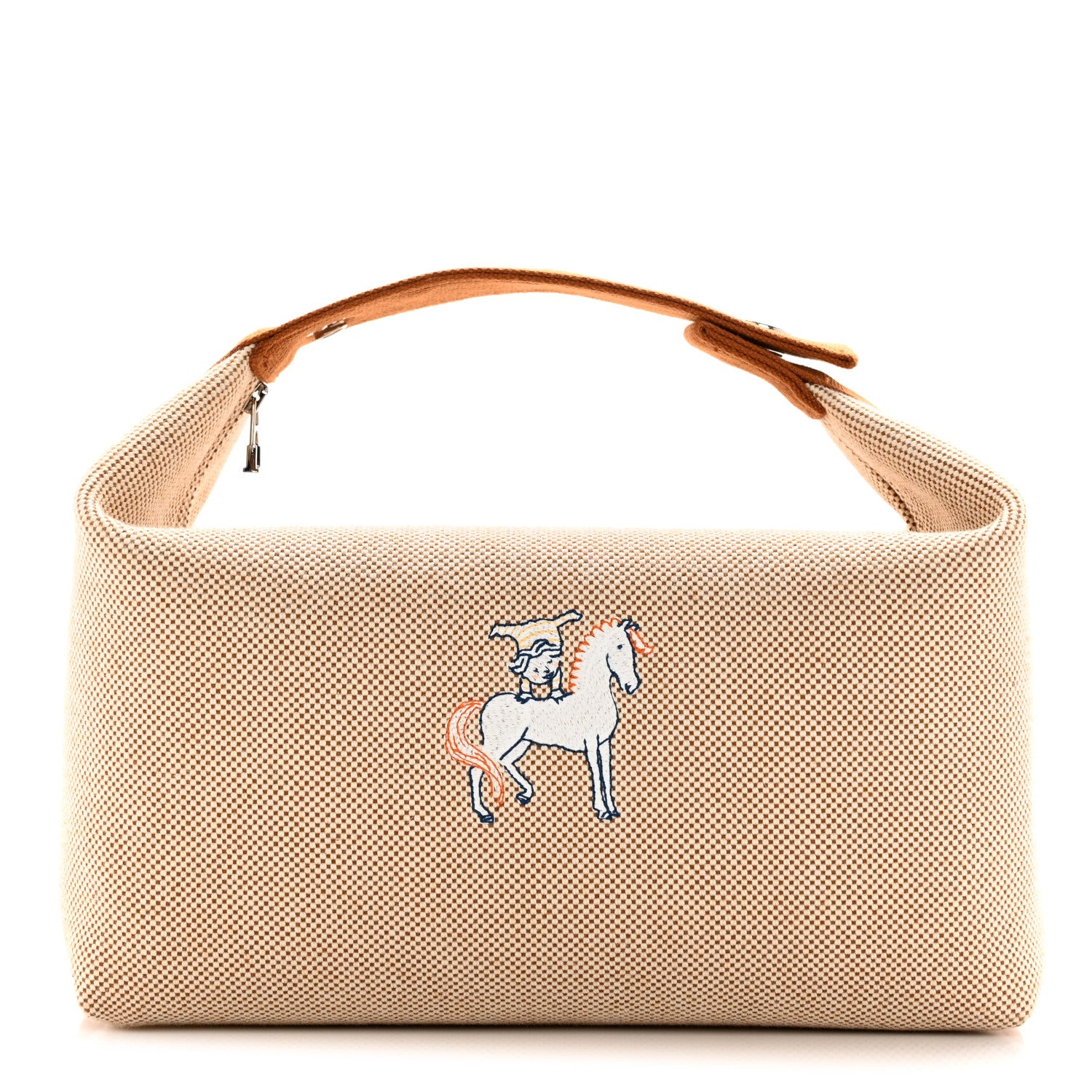 Hermes Canvas Large Bride-A-Brac Cabriole Case Biscuit 1 of 10