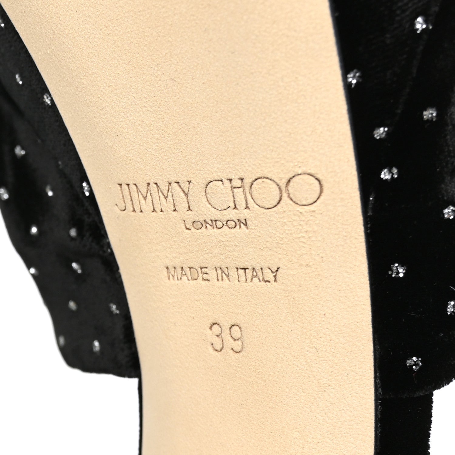 Jimmy Choo Velvet Glitter Spotted Velvet Heloise Pumps 39 Black Silver 7 of 7