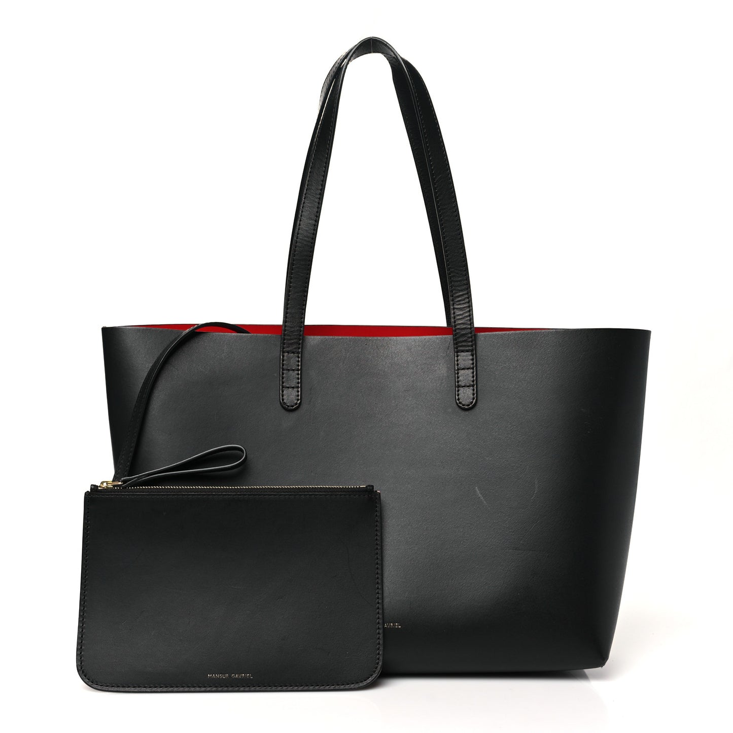 Calfskin Small Shopping Tote Black Flamma