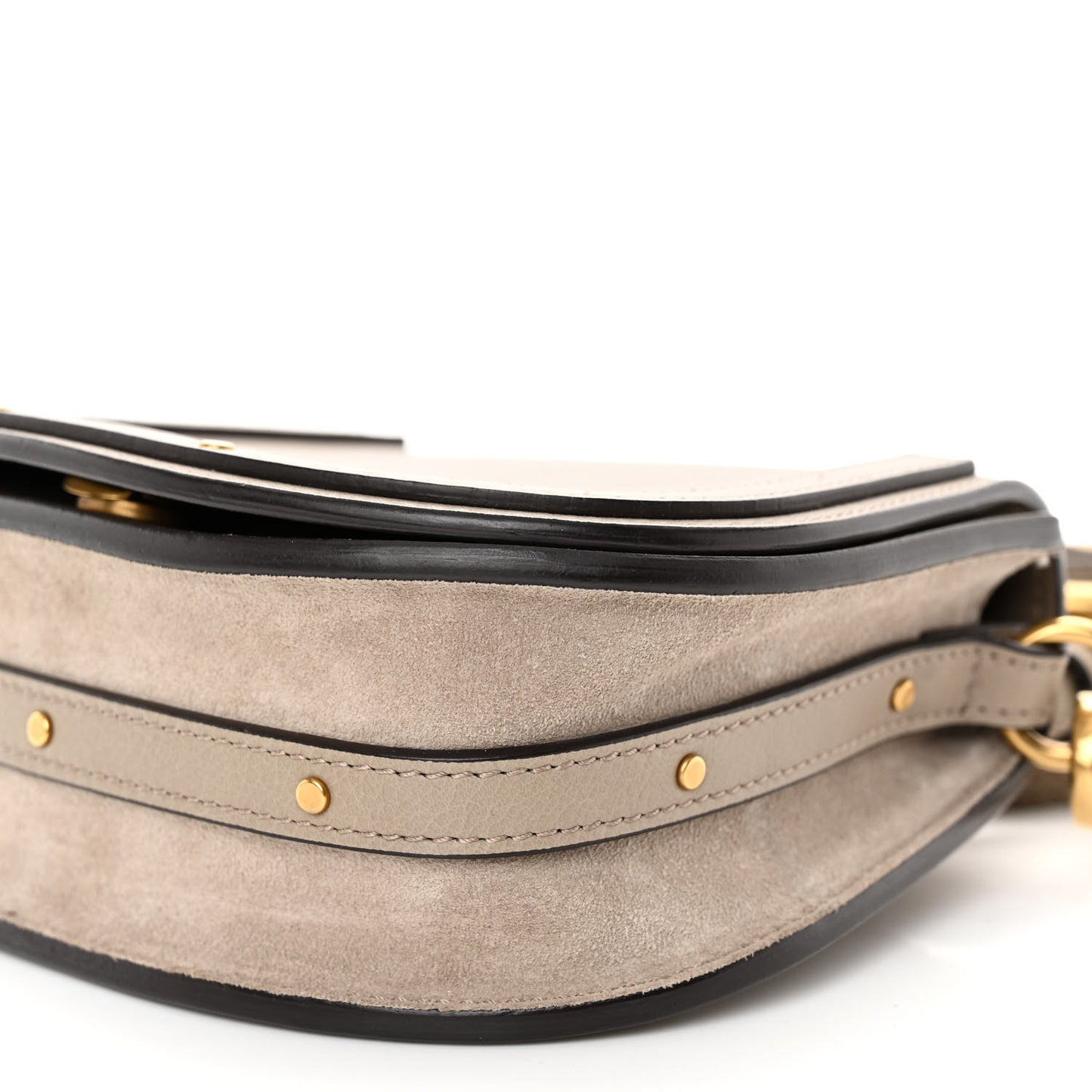 Calfskin Suede Small Nile Bracelet Bag Motty Grey