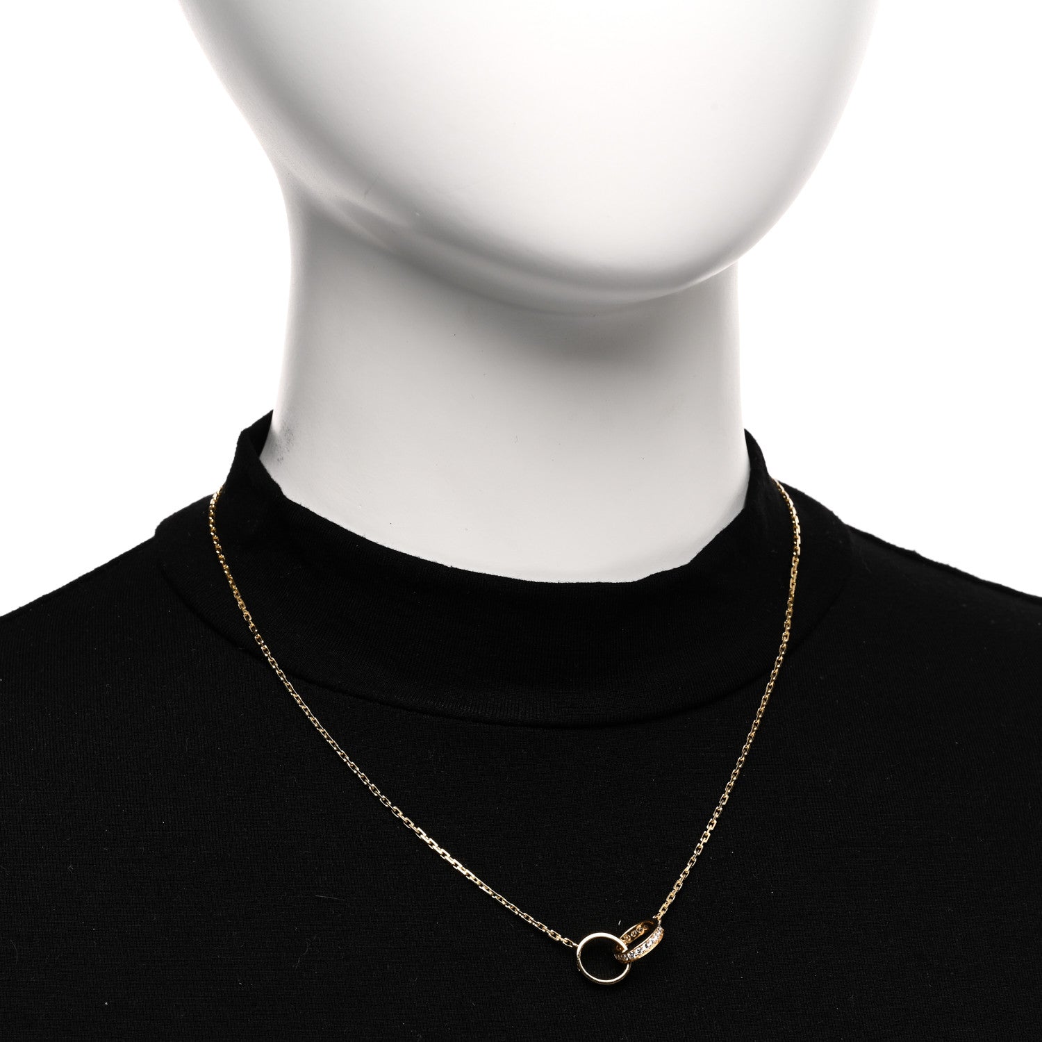 Cartier 18K Yellow Gold Diamond Interlocking LOVE Necklace 2 of 6
