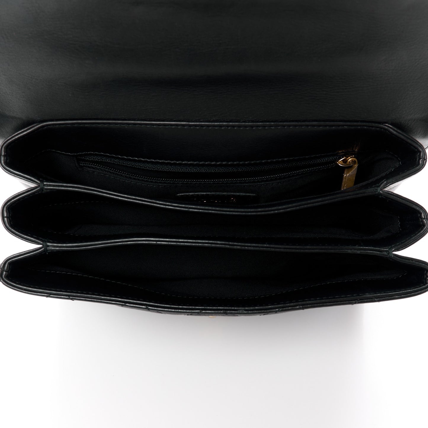Calfskin Quilted Metal Top Handle Envelope Flap Black