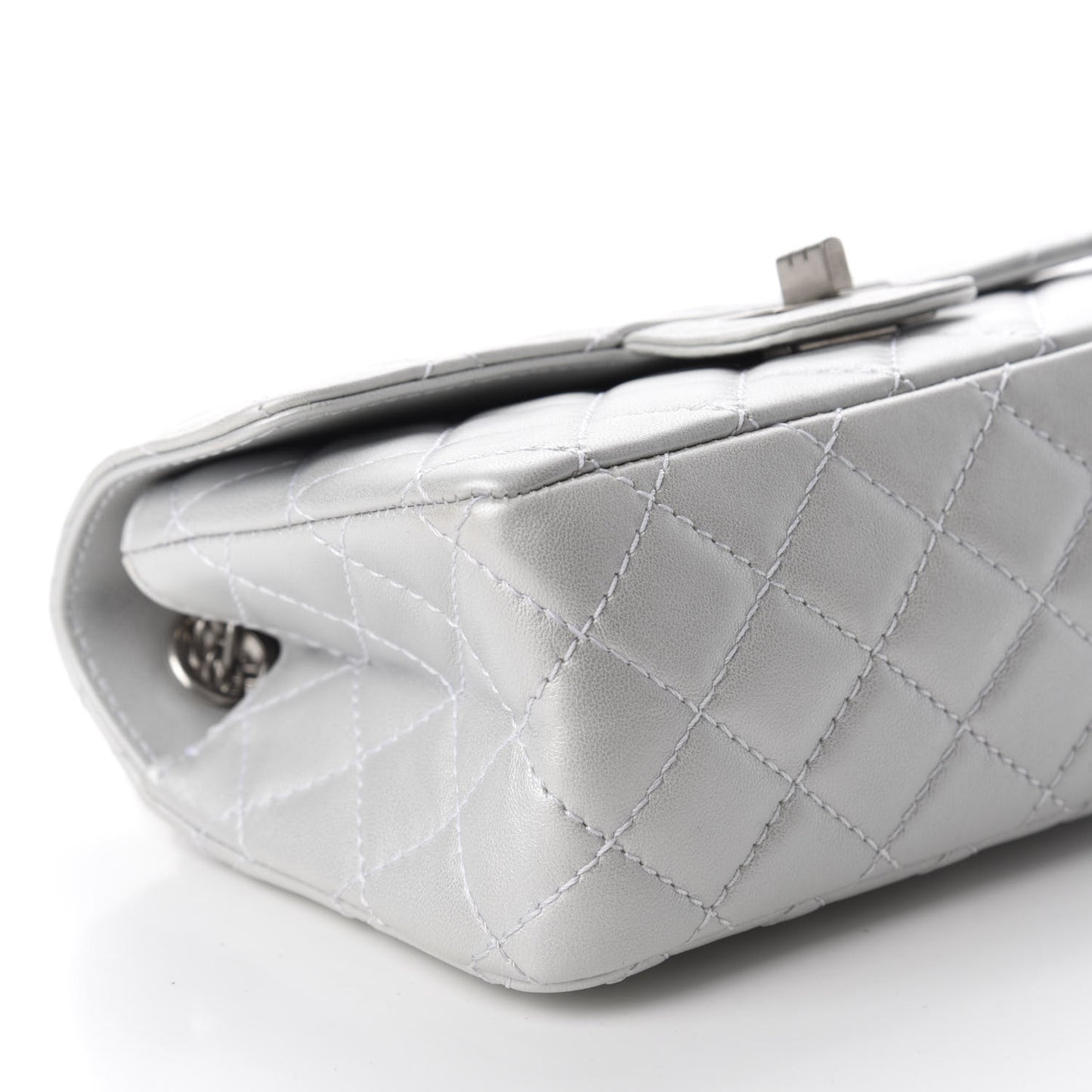 Iridescent Lambskin Quilted 2.55 Reissue Mini Flap White