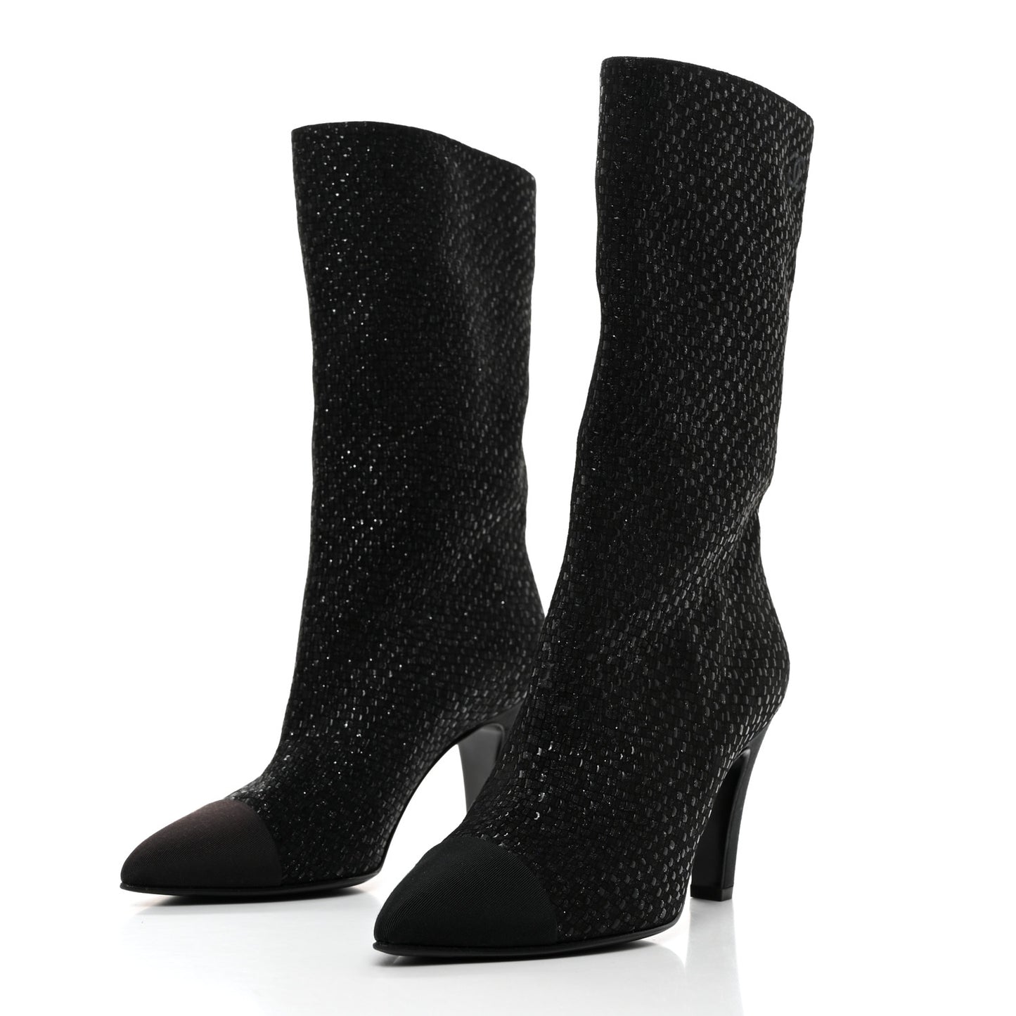 Fan Goatskin Grosgrain Gabrielle Cap Toe Short Boots 37 Black