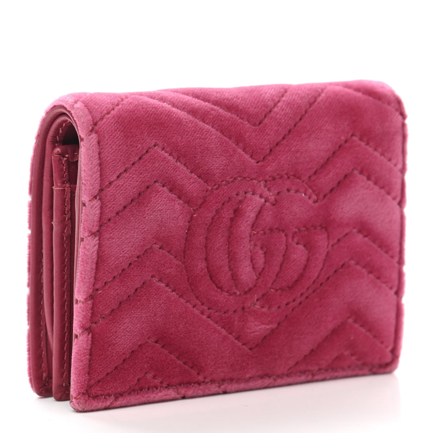 Velvet Matelasse Pearl Love Embroidered GG Marmont Card Case Wallet Light Raspberry Rose