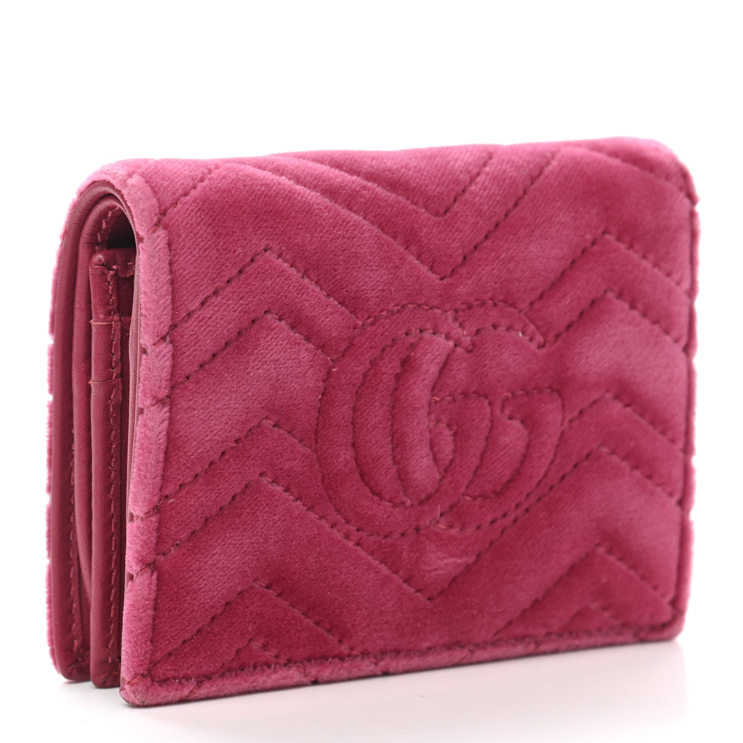Gucci Velvet Matelasse Pearl Love Embroidered GG Marmont Card Case Wallet Light Raspberry Rose 3 of 8