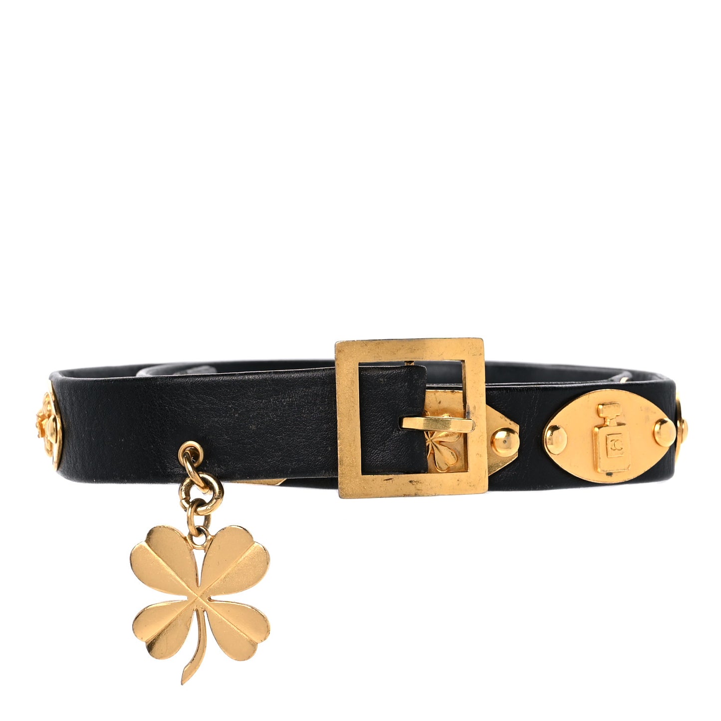 Metal Calfskin Clover Belt 85 34 Gold