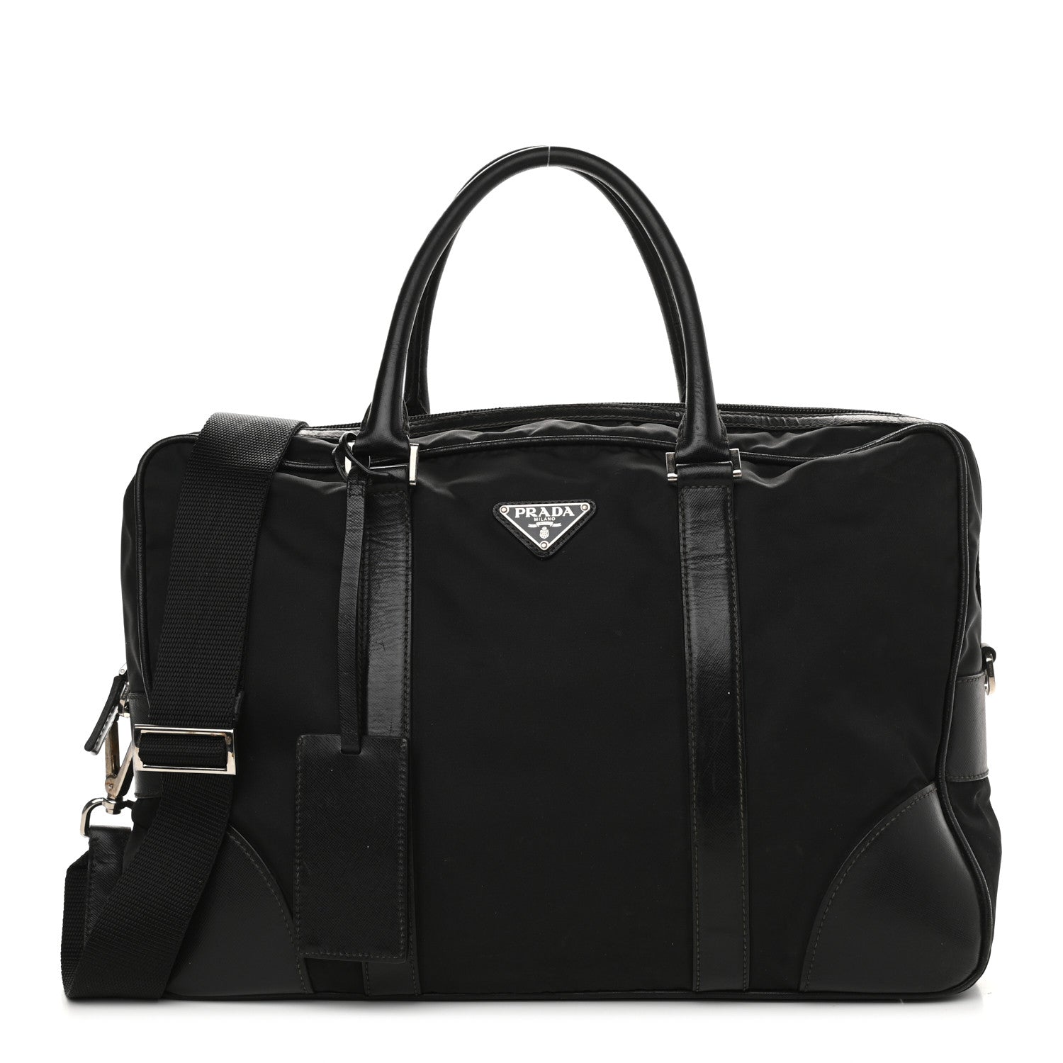 Prada Tessuto Nylon Saffiano Briefcase Nero Black 964132
