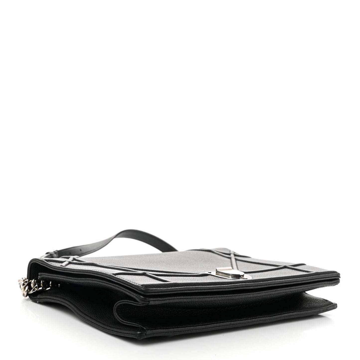 Grained Calfskin Large Diorama Flap Bag Black