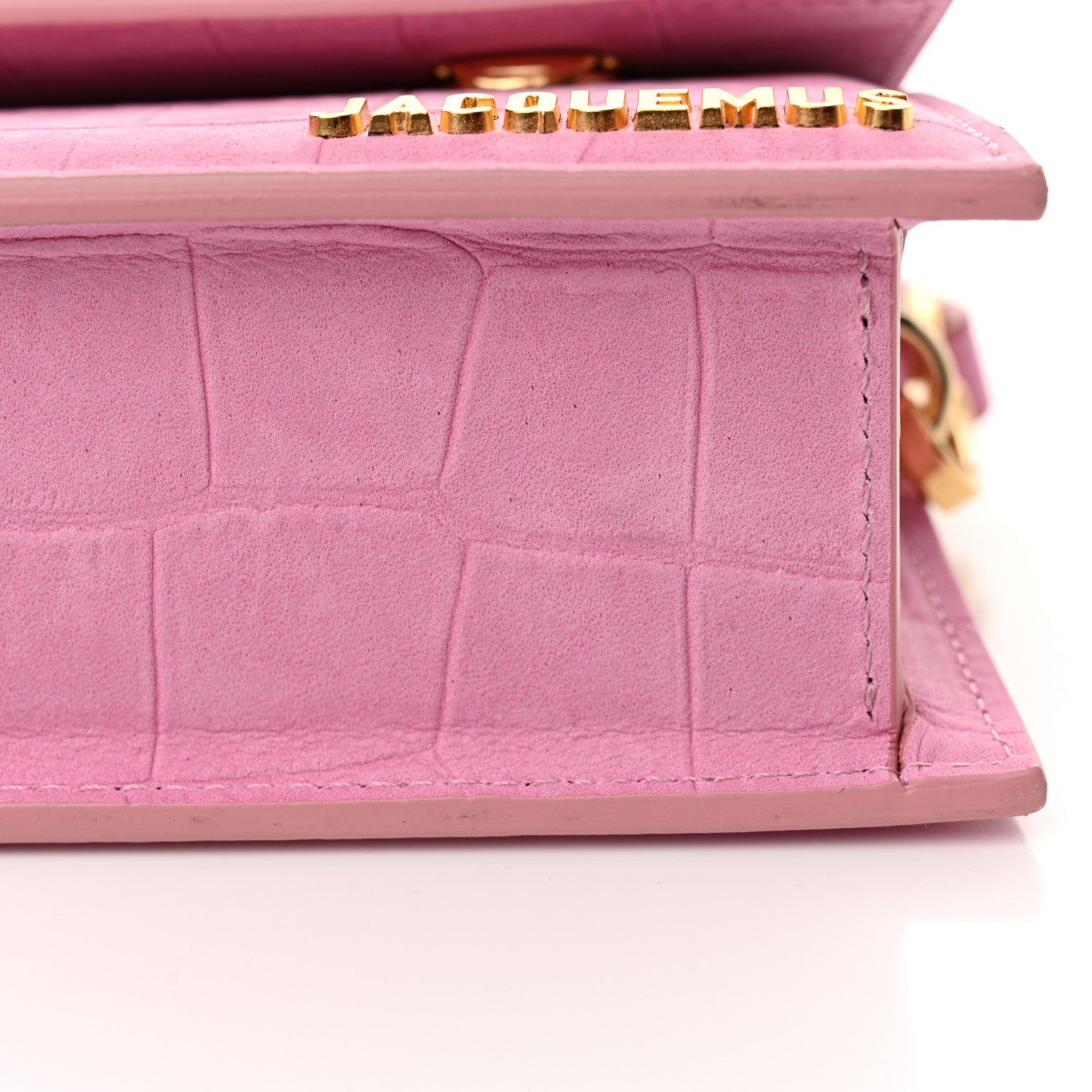 Jacquemus Nubuck Crocodile Embossed Le Chiquito Long Pink 10 of 11