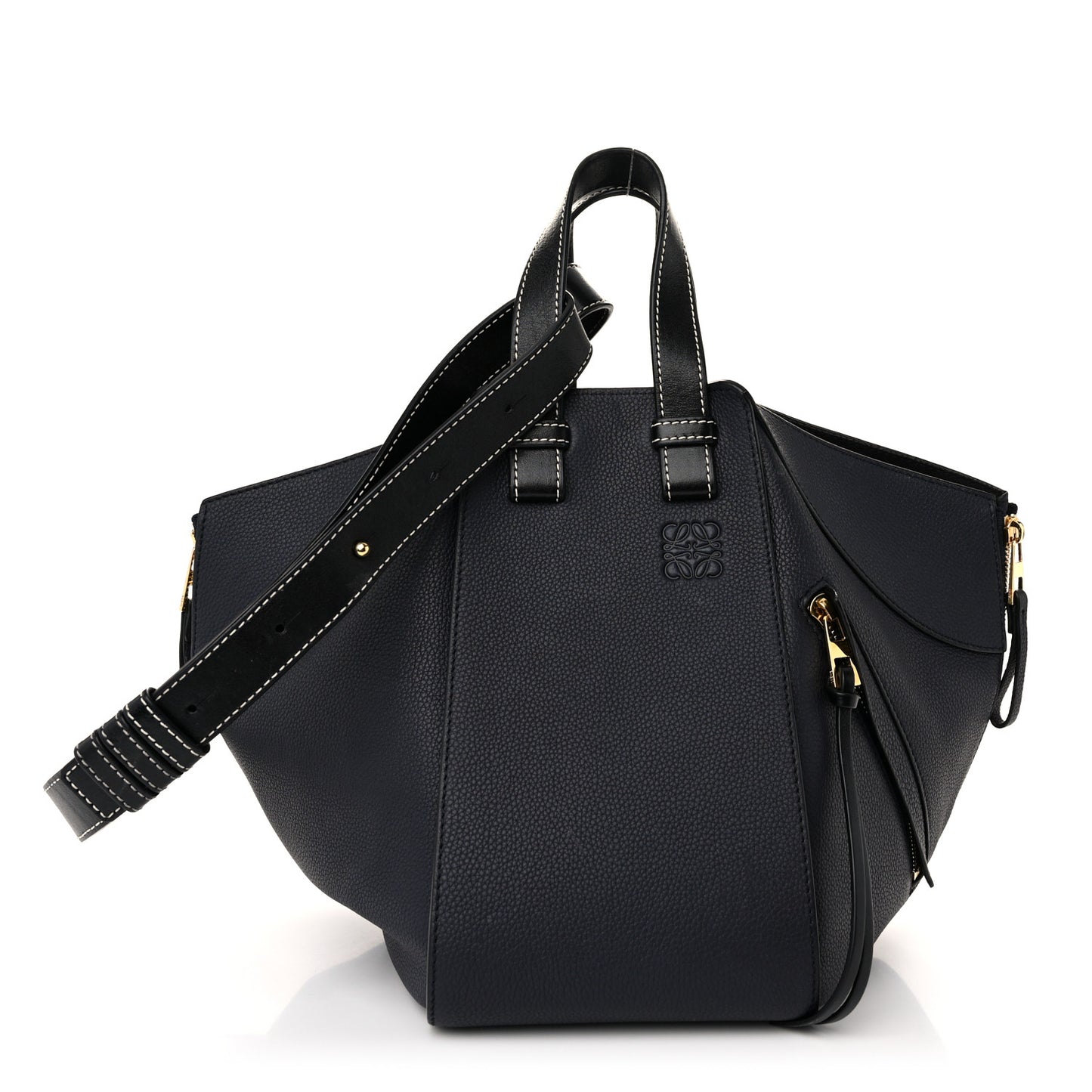 Calfskin Small Hammock Shoulder Bag Midnight Blue Black