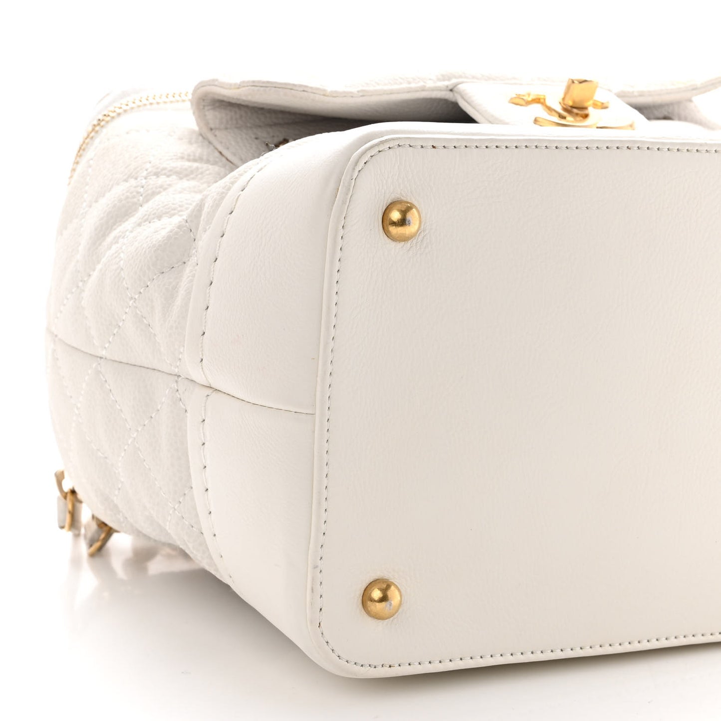 Iridescent Grained Calfskin Globe Trotter Vanity Case White